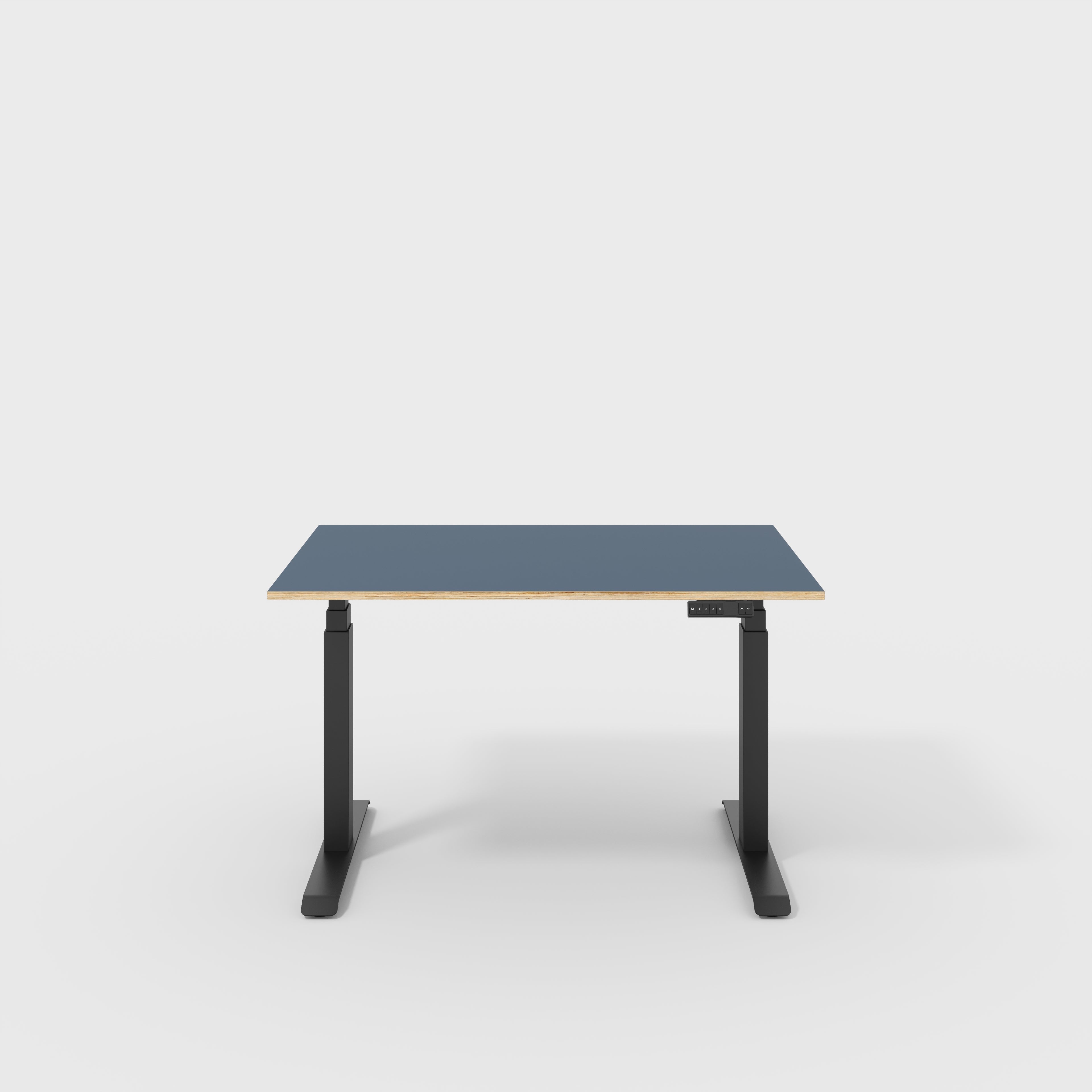 Plywood Sit Stand Desk with Black Frame - Formica Night Sea Blue - 1200(w) x 800(d)