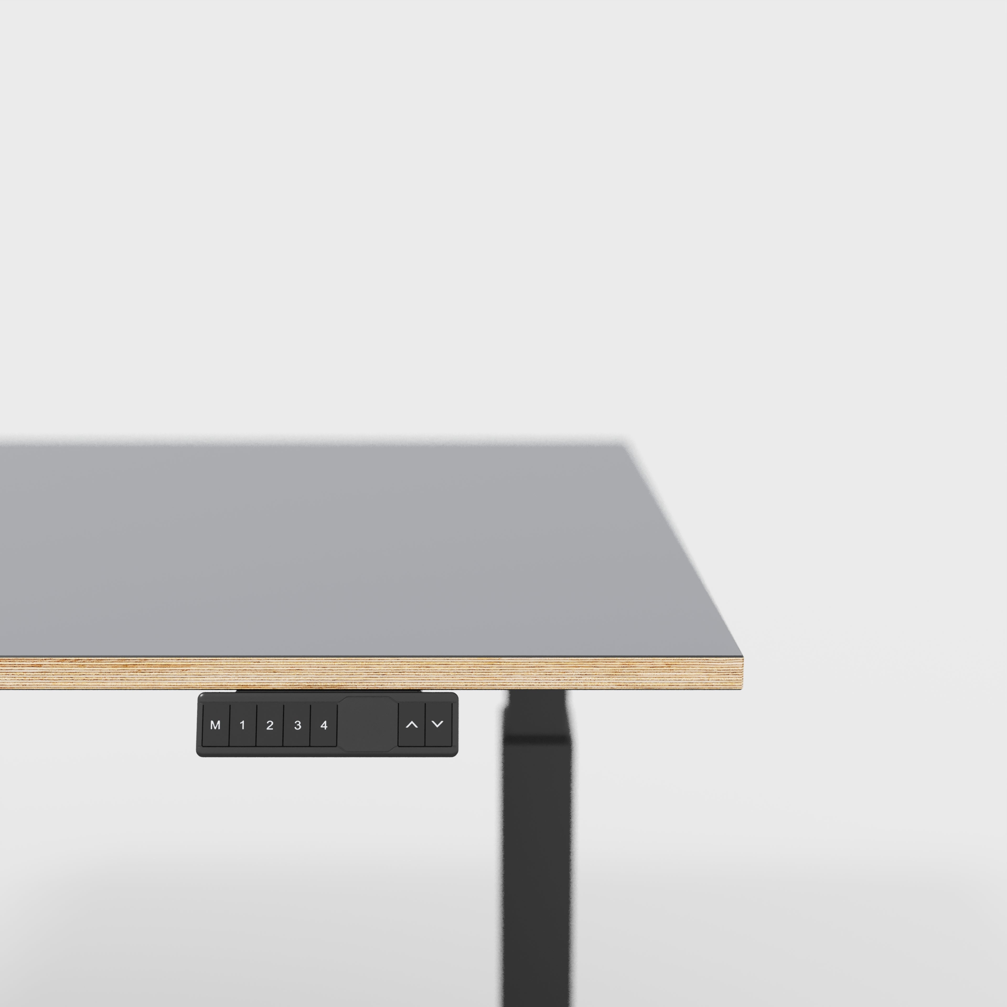 Plywood Sit Stand Desk with Black Frame - Formica Tornado Grey - 1600(w) x 800(d)