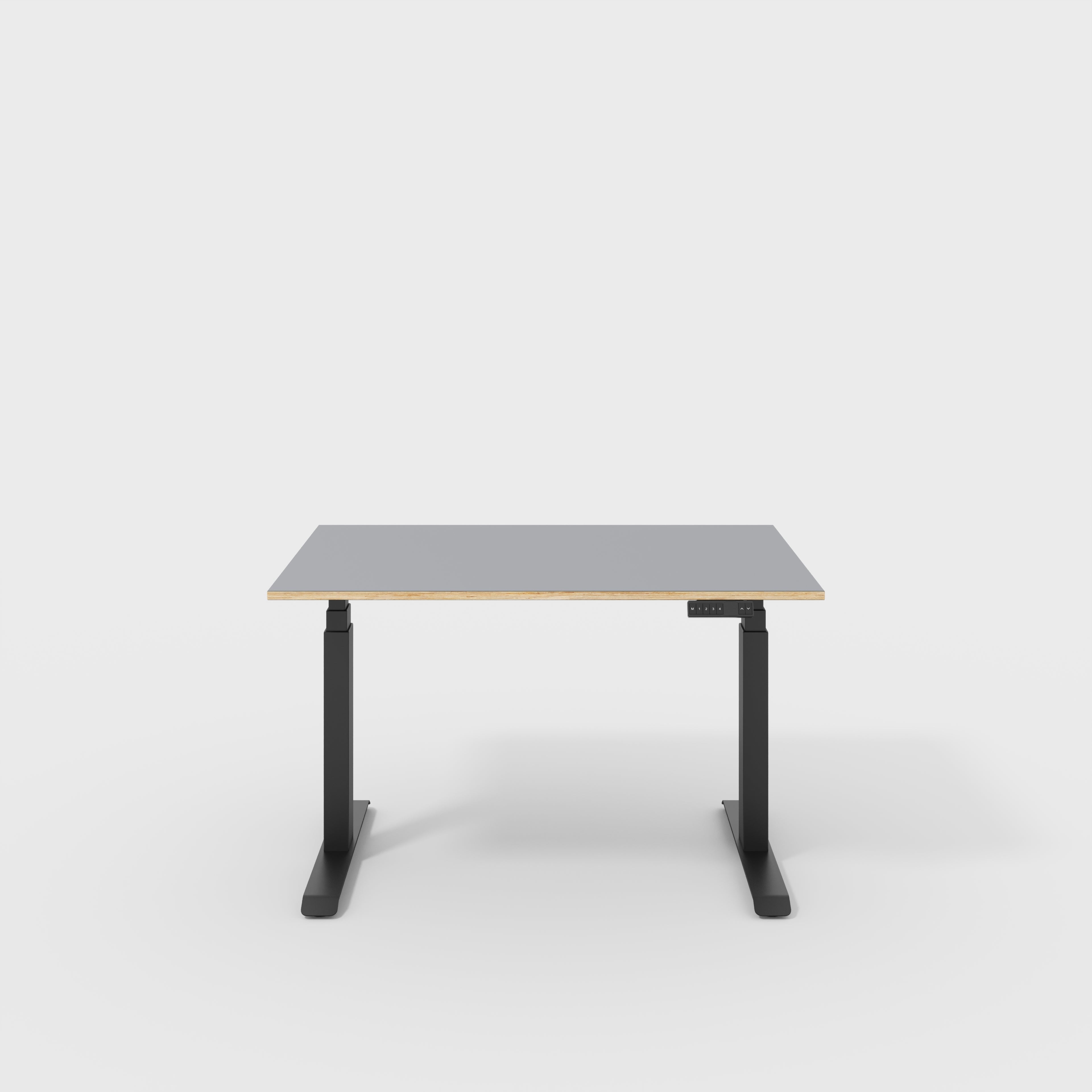 Plywood Sit Stand Desk with Black Frame - Formica Tornado Grey - 1200(w) x 800(d)