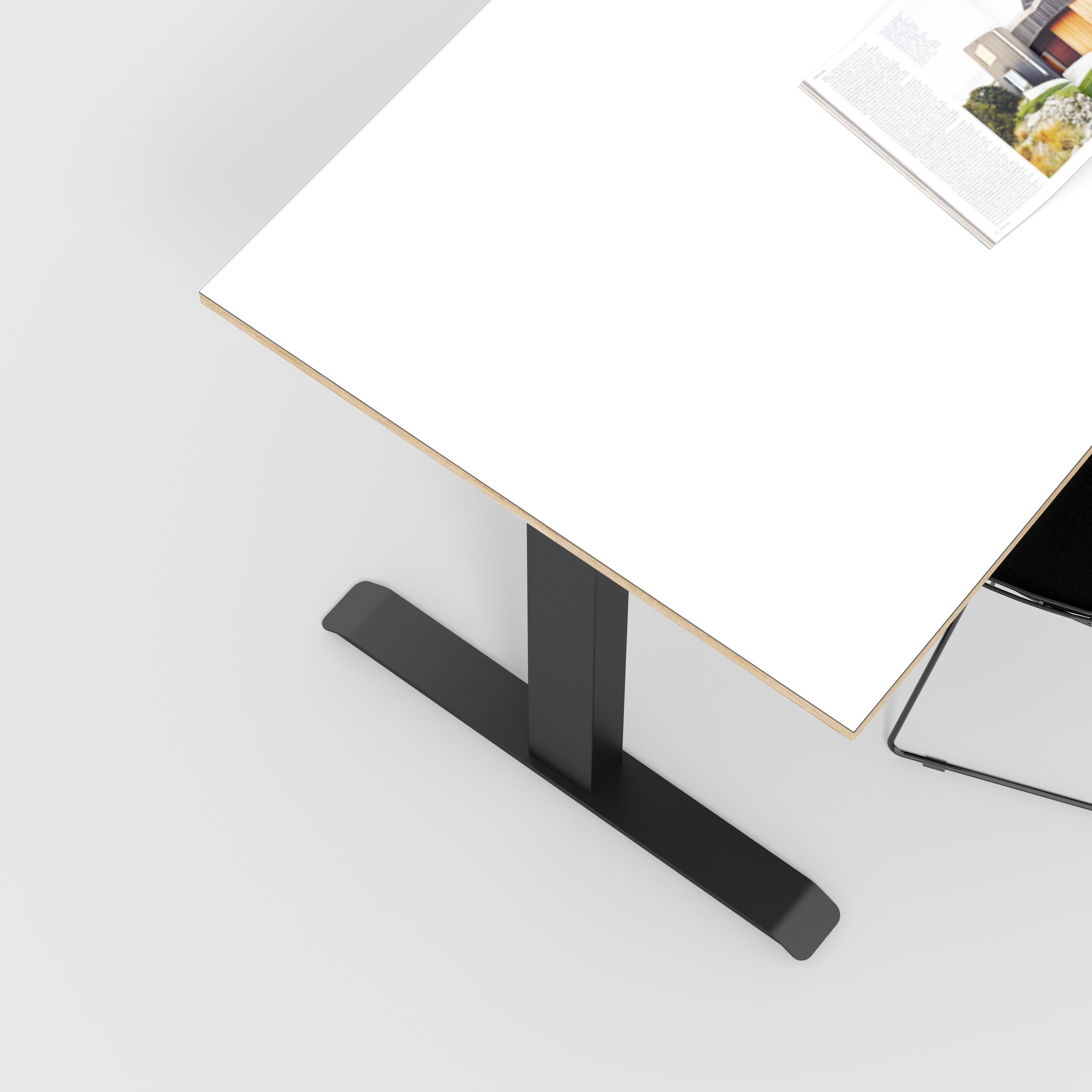 Plywood Sit Stand Desk with Black Frame - Formica White - 1600(w) x 800(d)