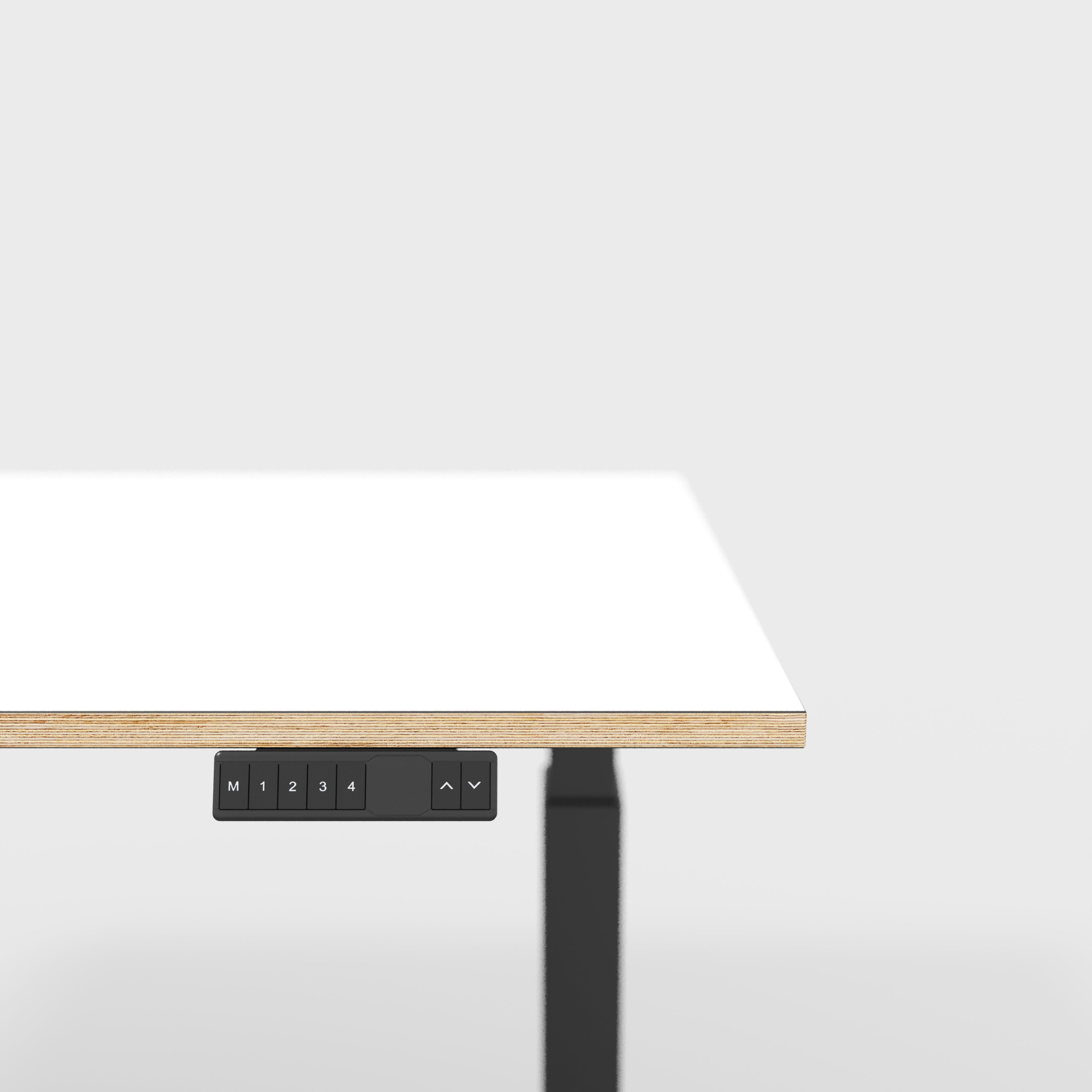Plywood Sit Stand Desk with Black Frame - Formica White - 1600(w) x 800(d)