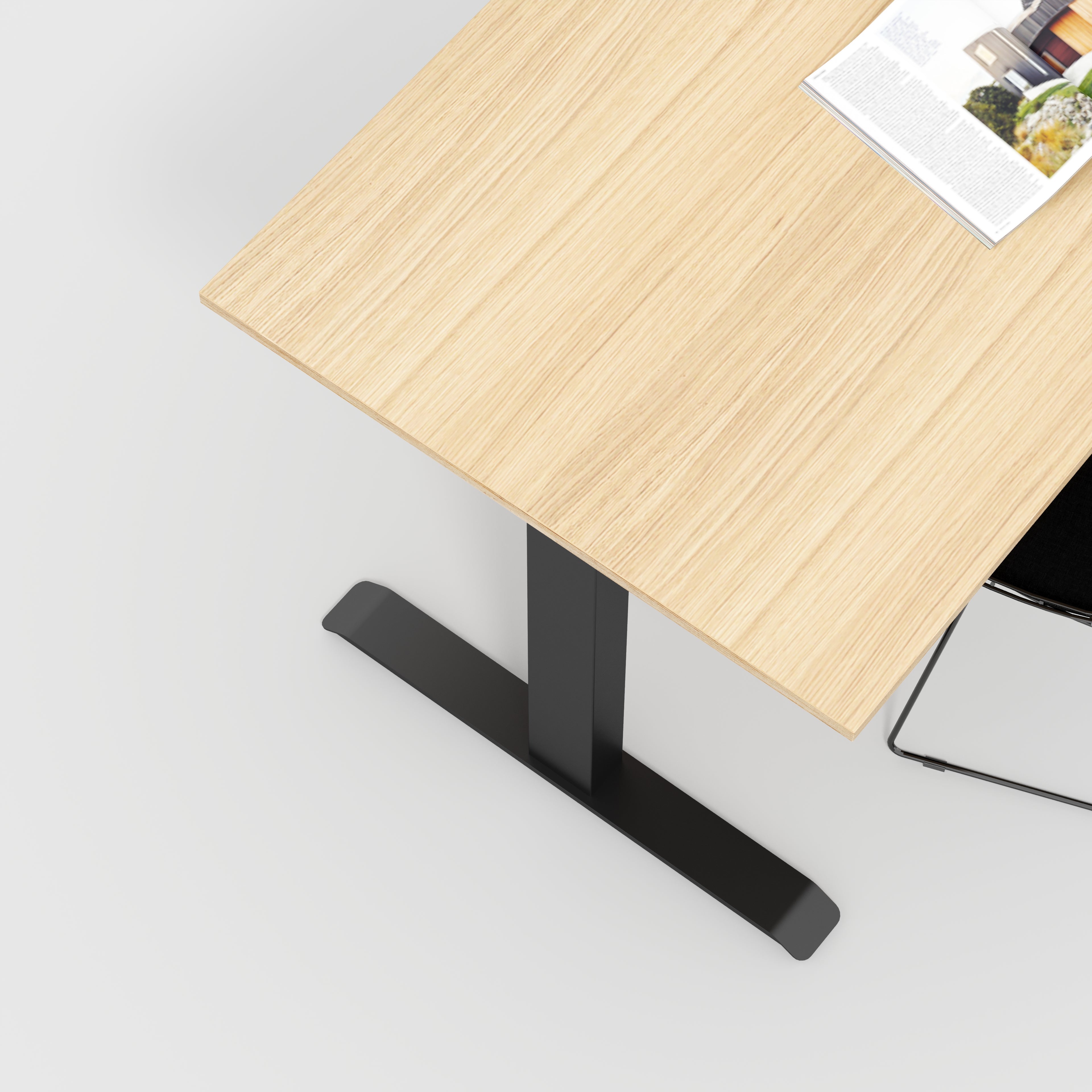 Plywood Sit Stand Desk with Black Frame - Plywood Oak - 1600(w) x 800(d)