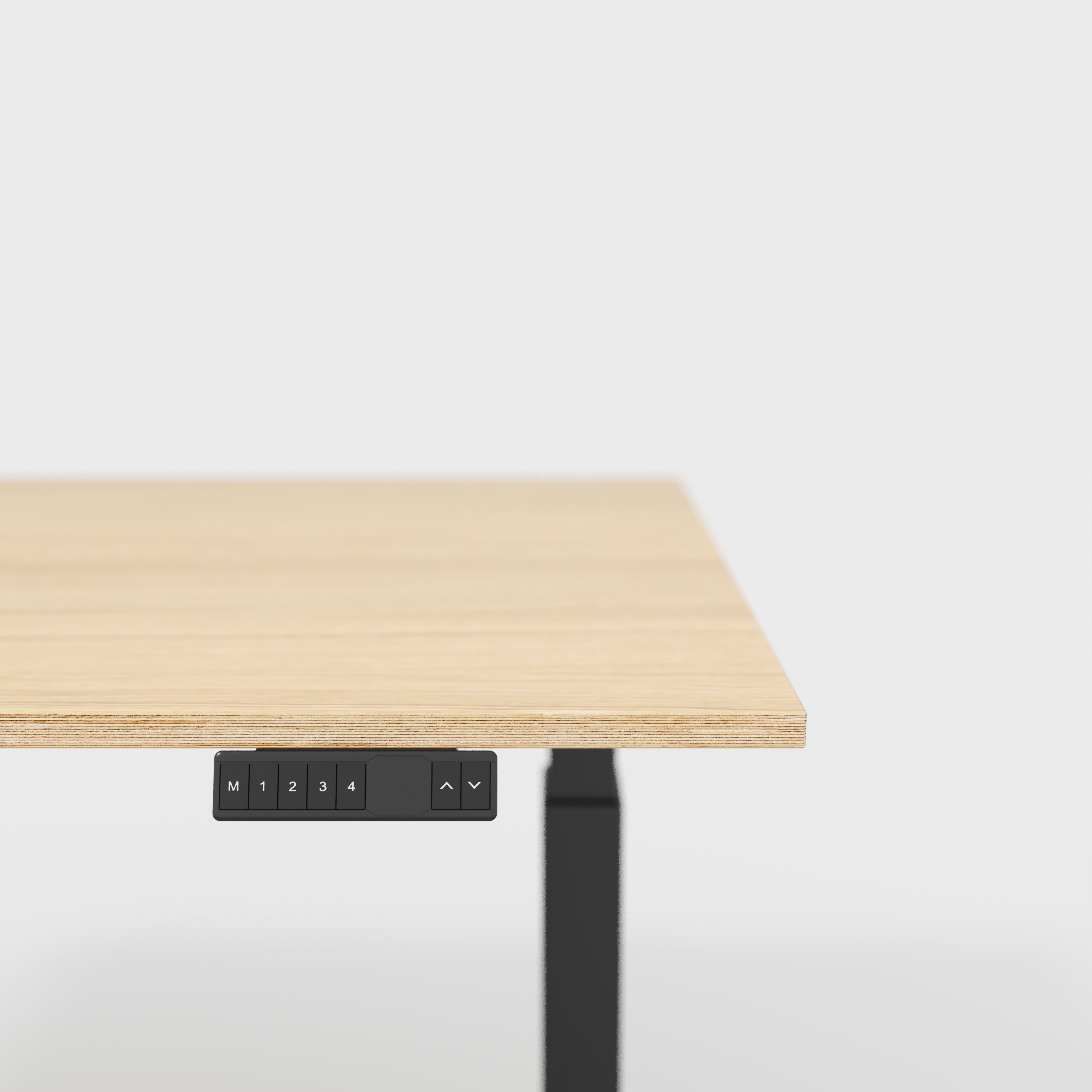 Plywood Sit Stand Desk with Black Frame - Plywood Oak - 1600(w) x 800(d)