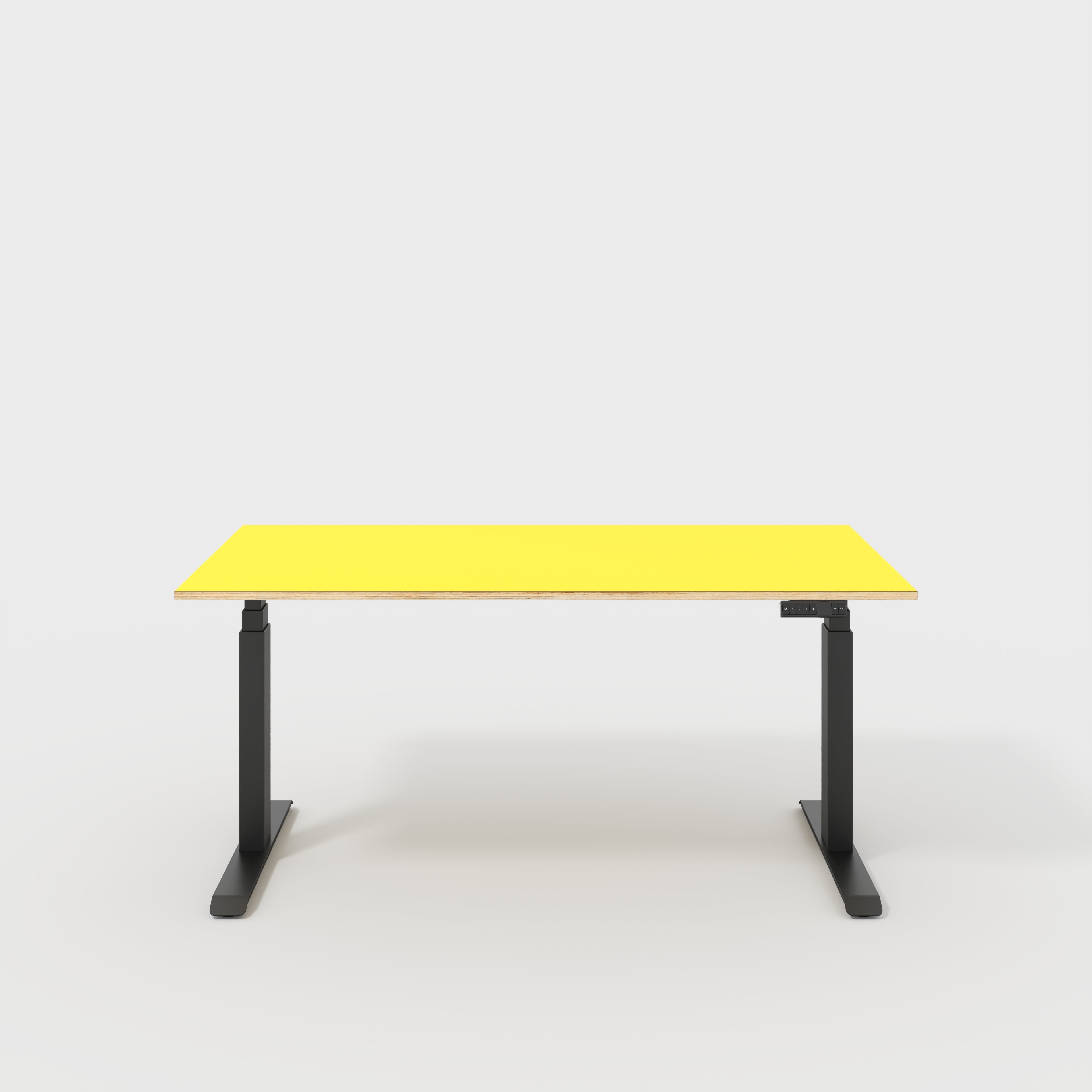 Plywood Sit Stand Desk with Black Frame - Formica Chrome Yellow - 1600(w) x 800(d)