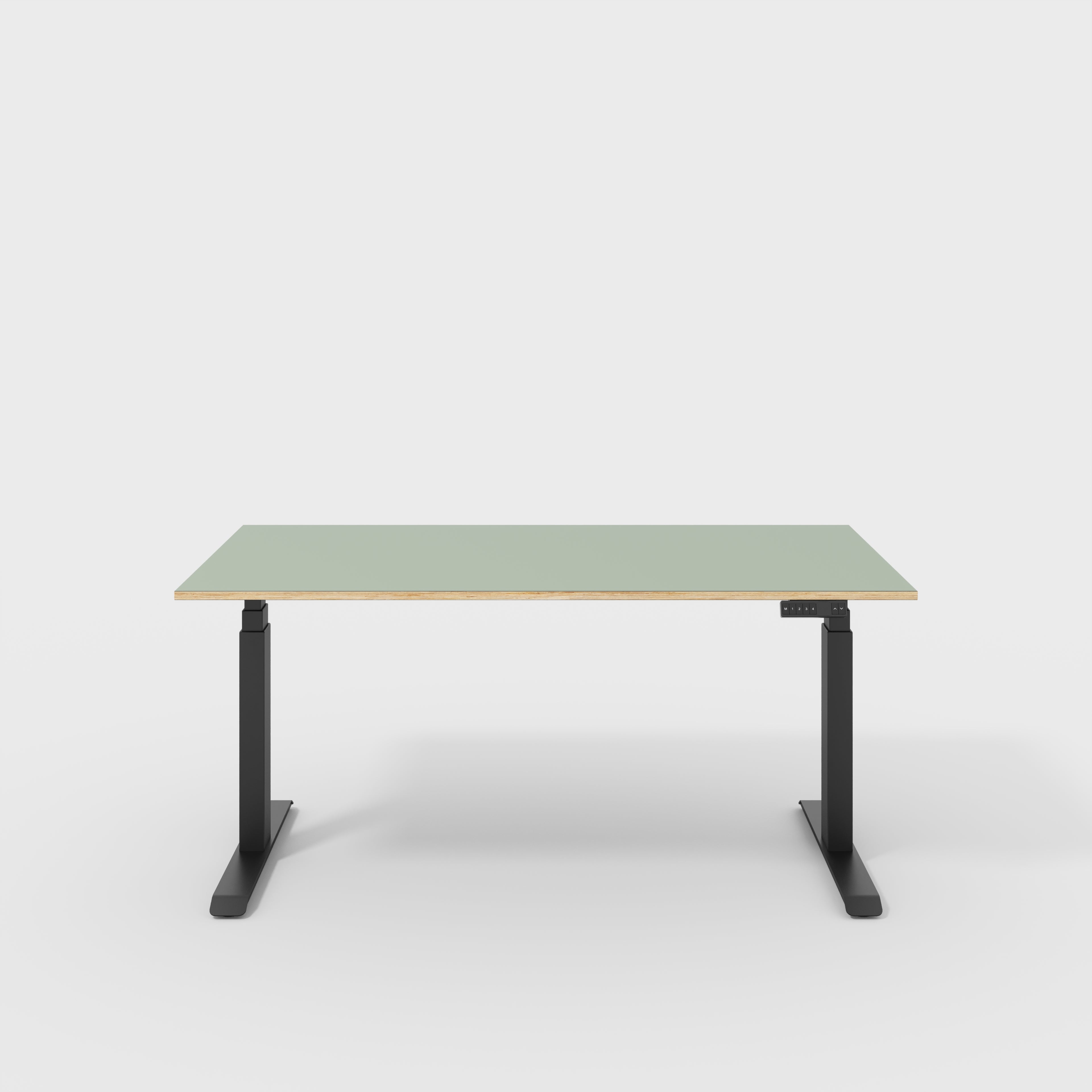Plywood Sit Stand Desk with Black Frame - Formica Green Slate - 1600(w) x 800(d)