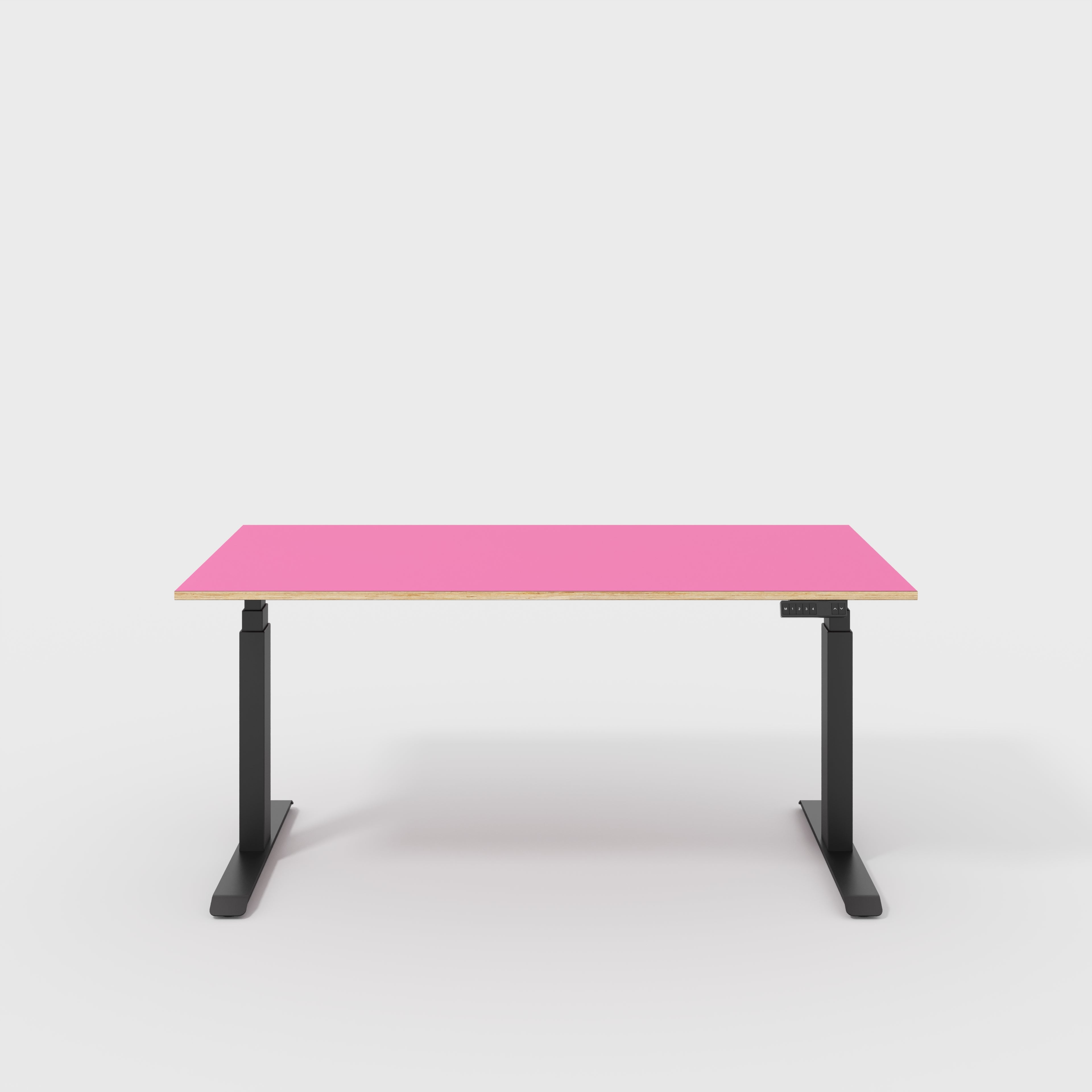 Plywood Sit Stand Desk with Black Frame - Formica Juicy Pink - 1600(w) x 800(d)