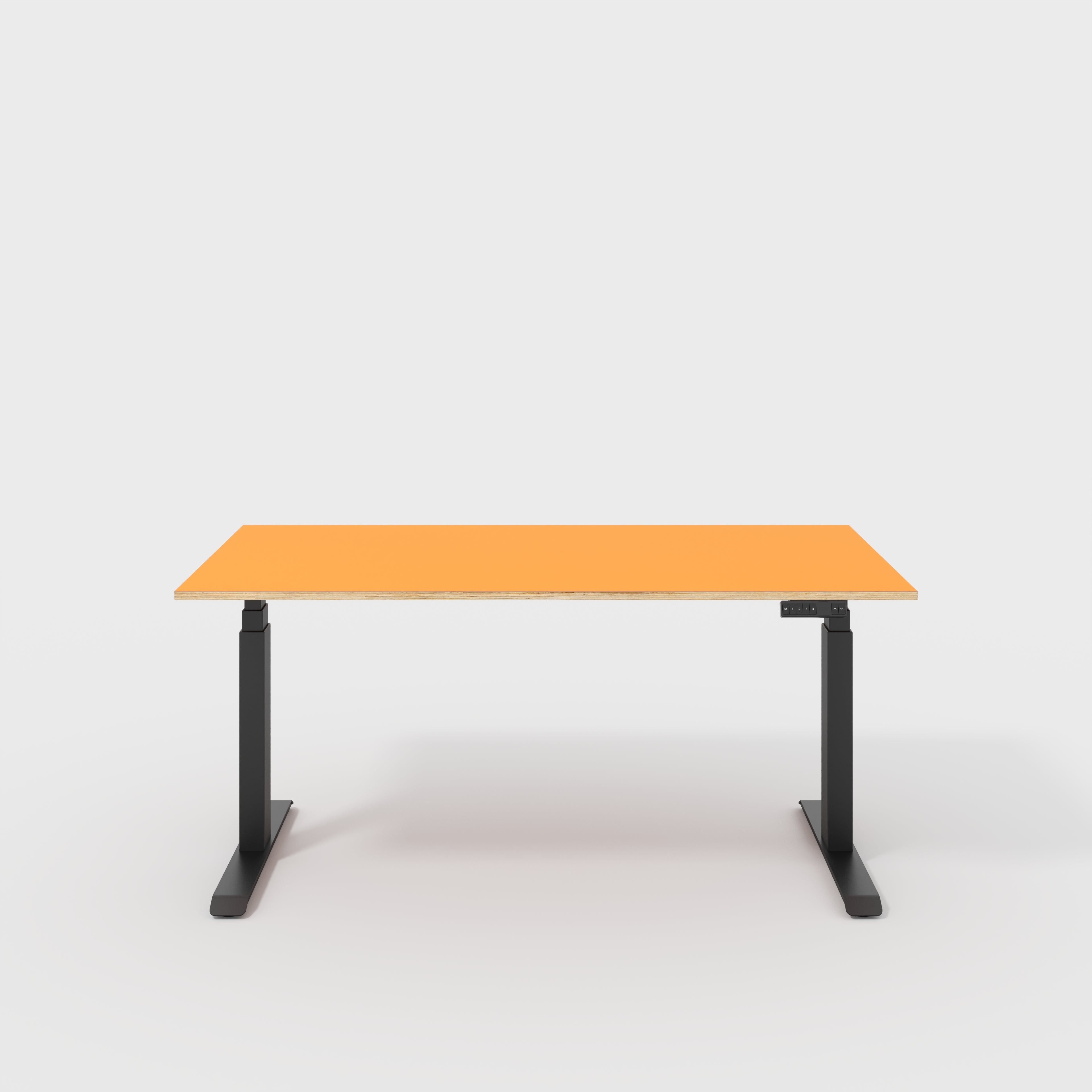Plywood Sit Stand Desk with Black Frame - Formica Levante Orange - 1600(w) x 800(d)