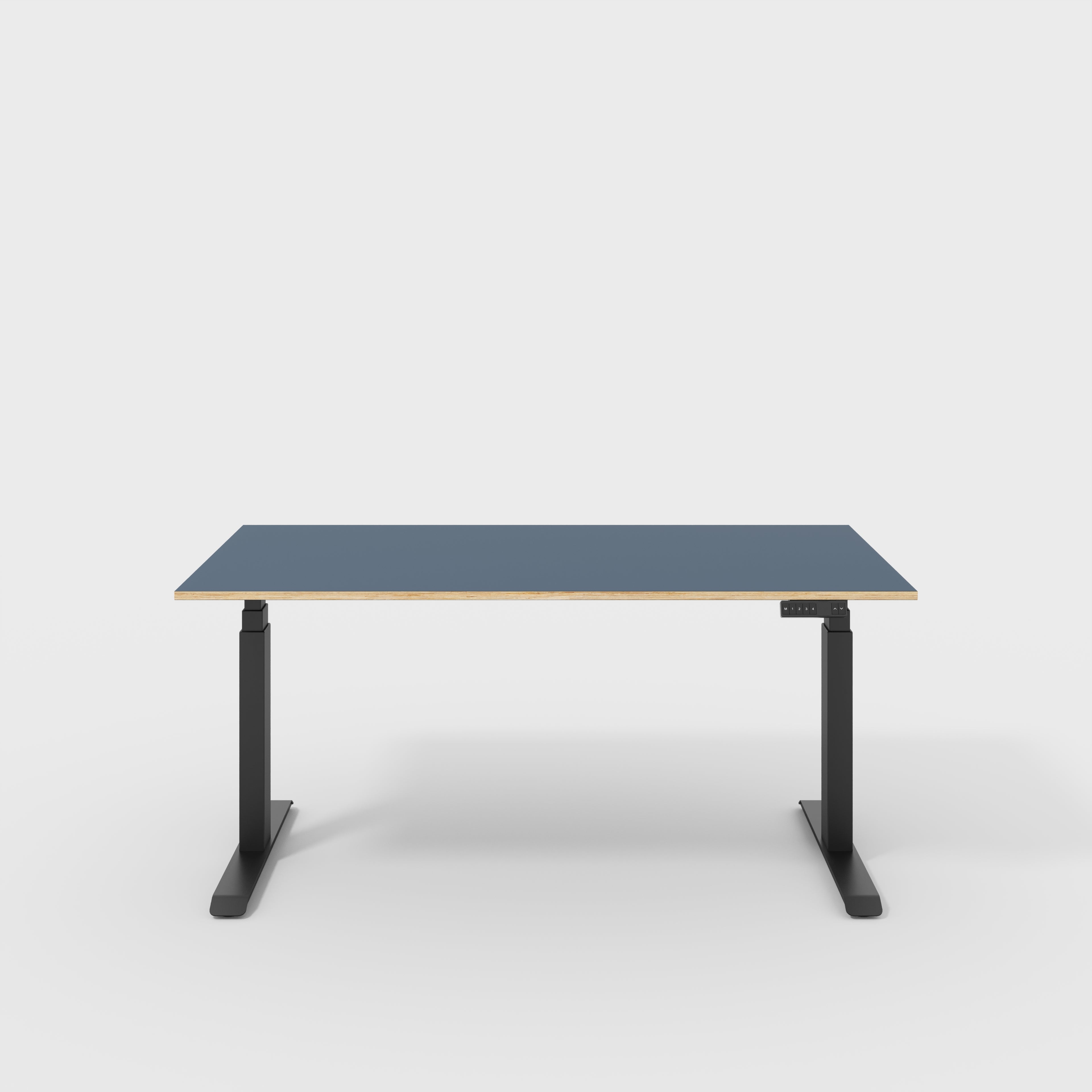 Plywood Sit Stand Desk with Black Frame - Formica Night Sea Blue - 1600(w) x 800(d)