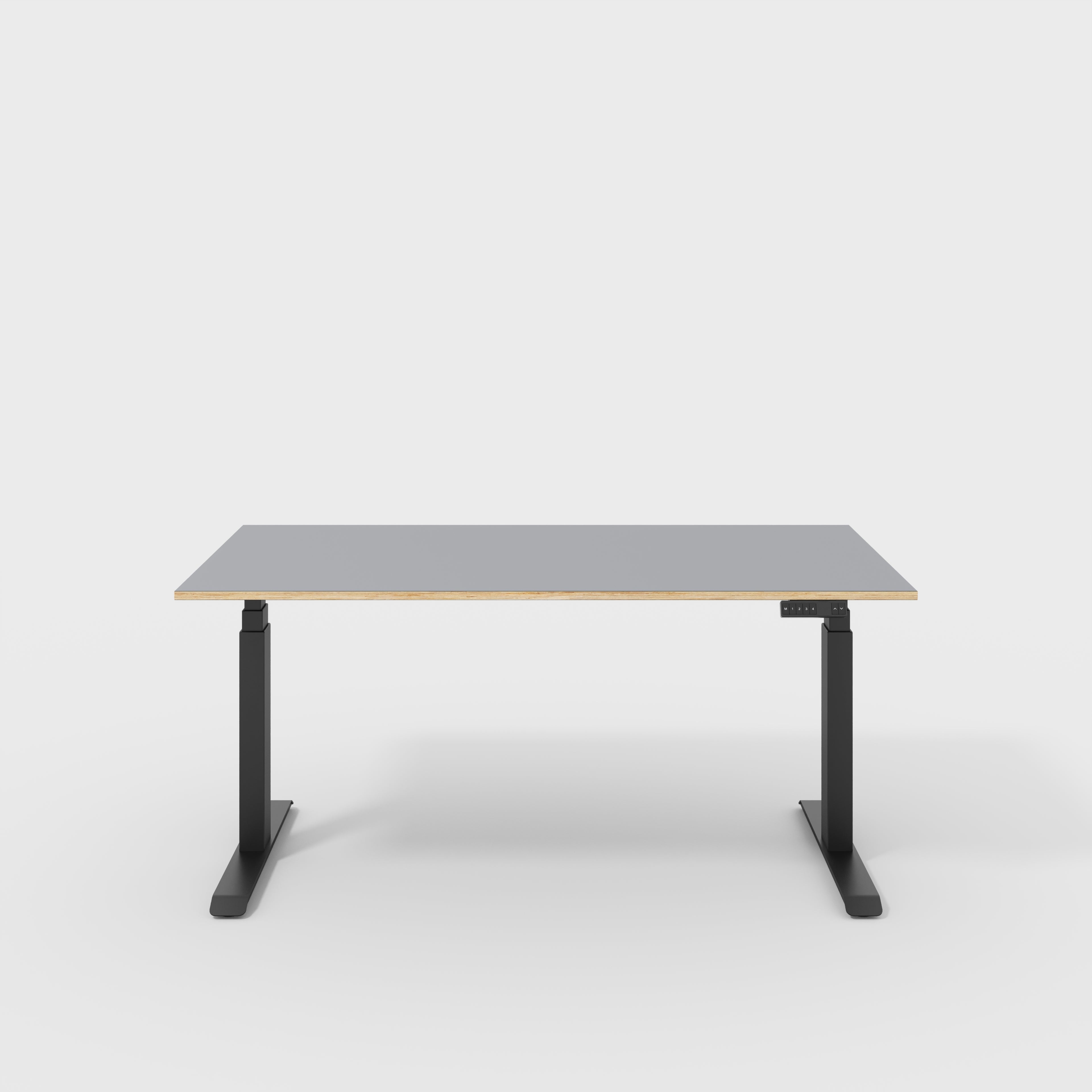 Plywood Sit Stand Desk with Black Frame - Formica Tornado Grey - 1600(w) x 800(d)