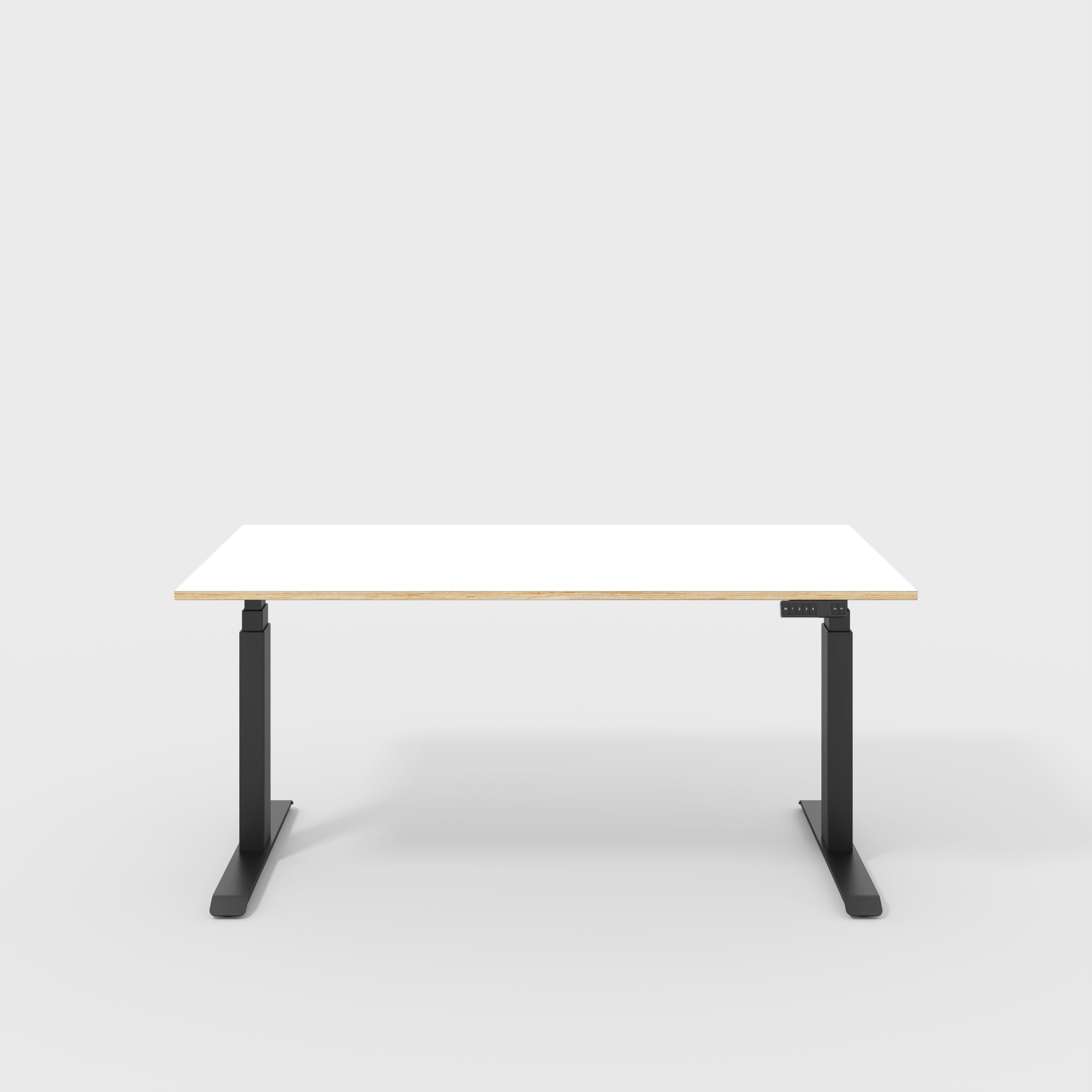 Plywood Sit Stand Desk with Black Frame - Formica White - 1600(w) x 800(d)