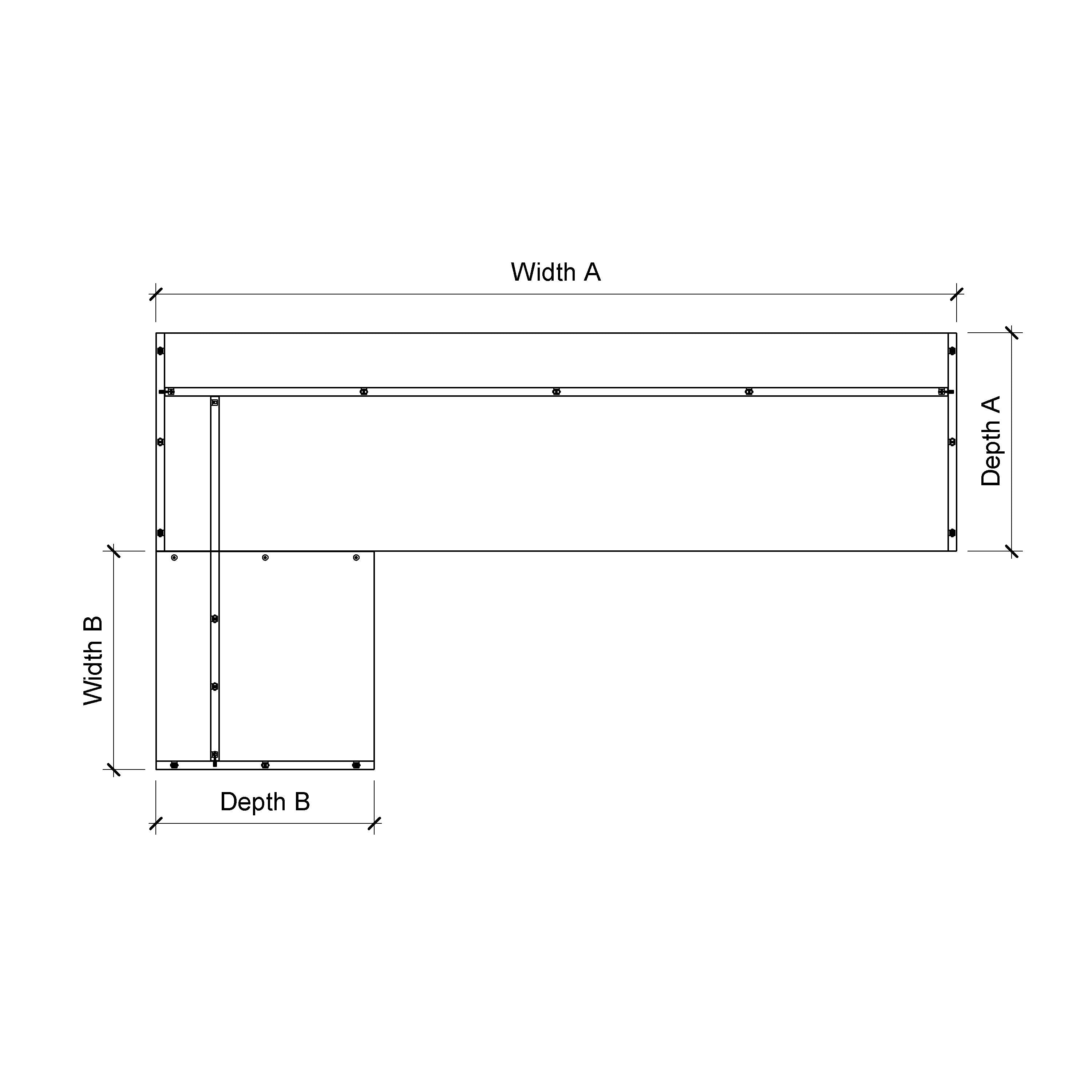 Custom Plywood L Shape Desk with Solid Sides