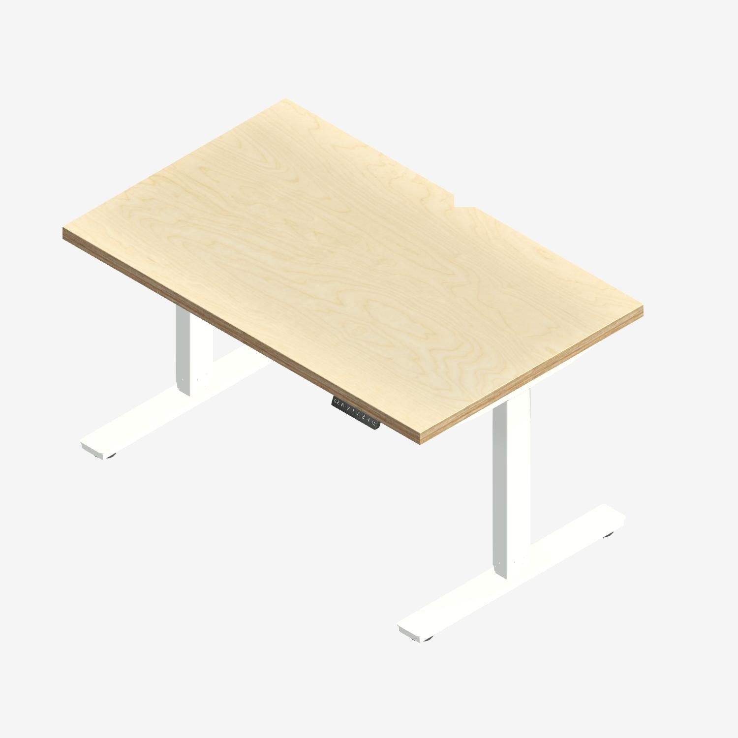 Custom Plywood Desk with Electronic Height Adjustment Frame in Natural