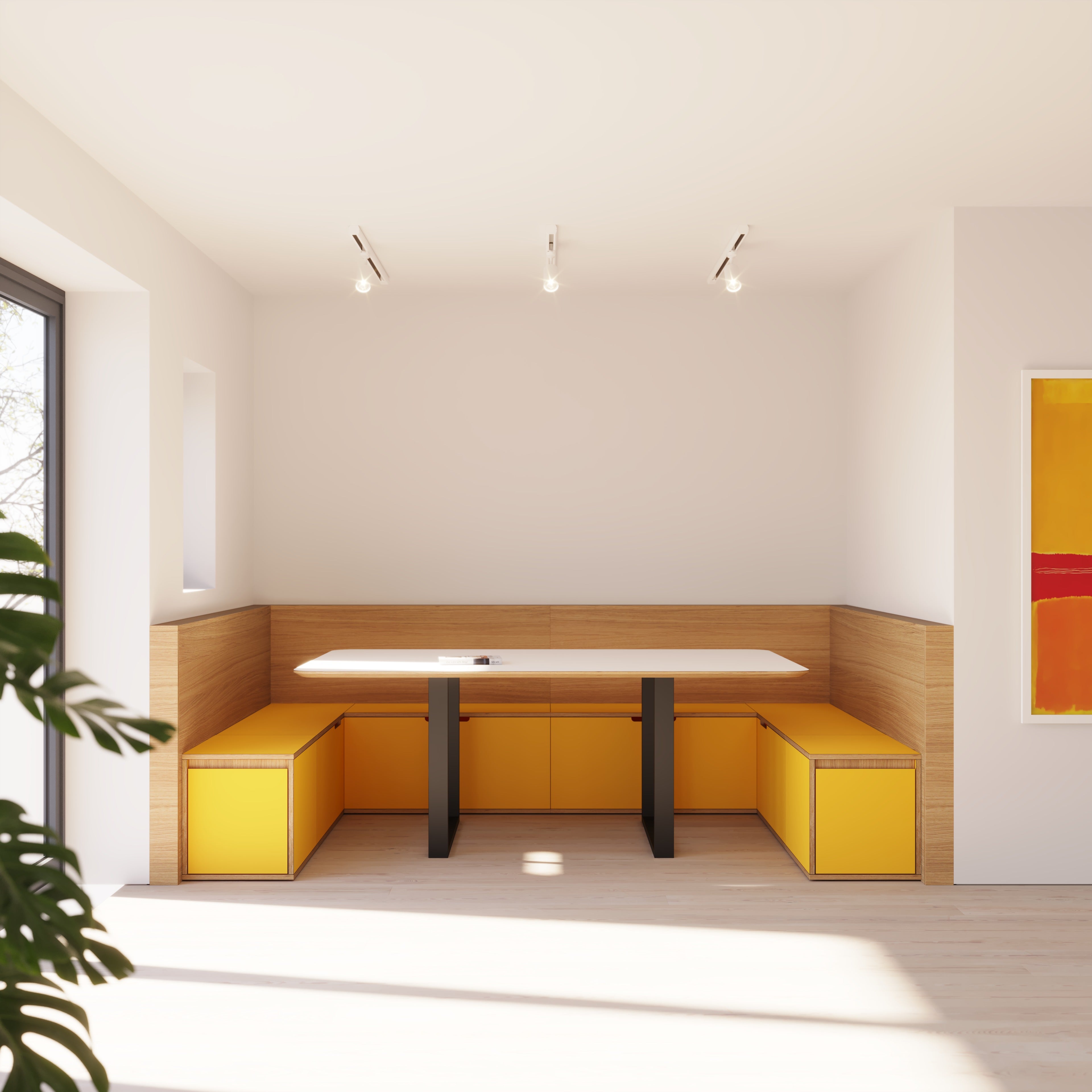custom-plywood-booth-seat-yellow