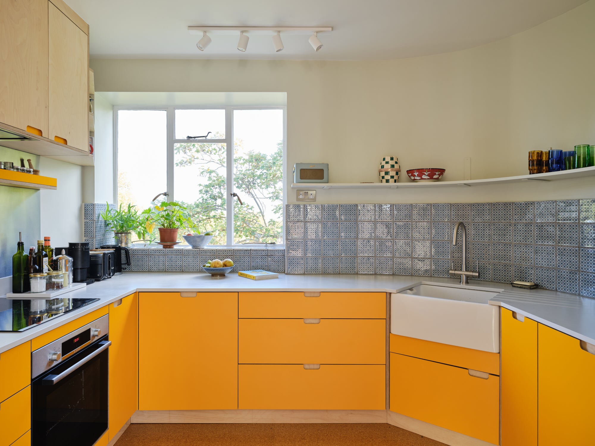 yellow birch plywood kitchen fronts