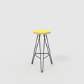 Bar Stool with Black Hairpin Base - Formica Chrome Yellow