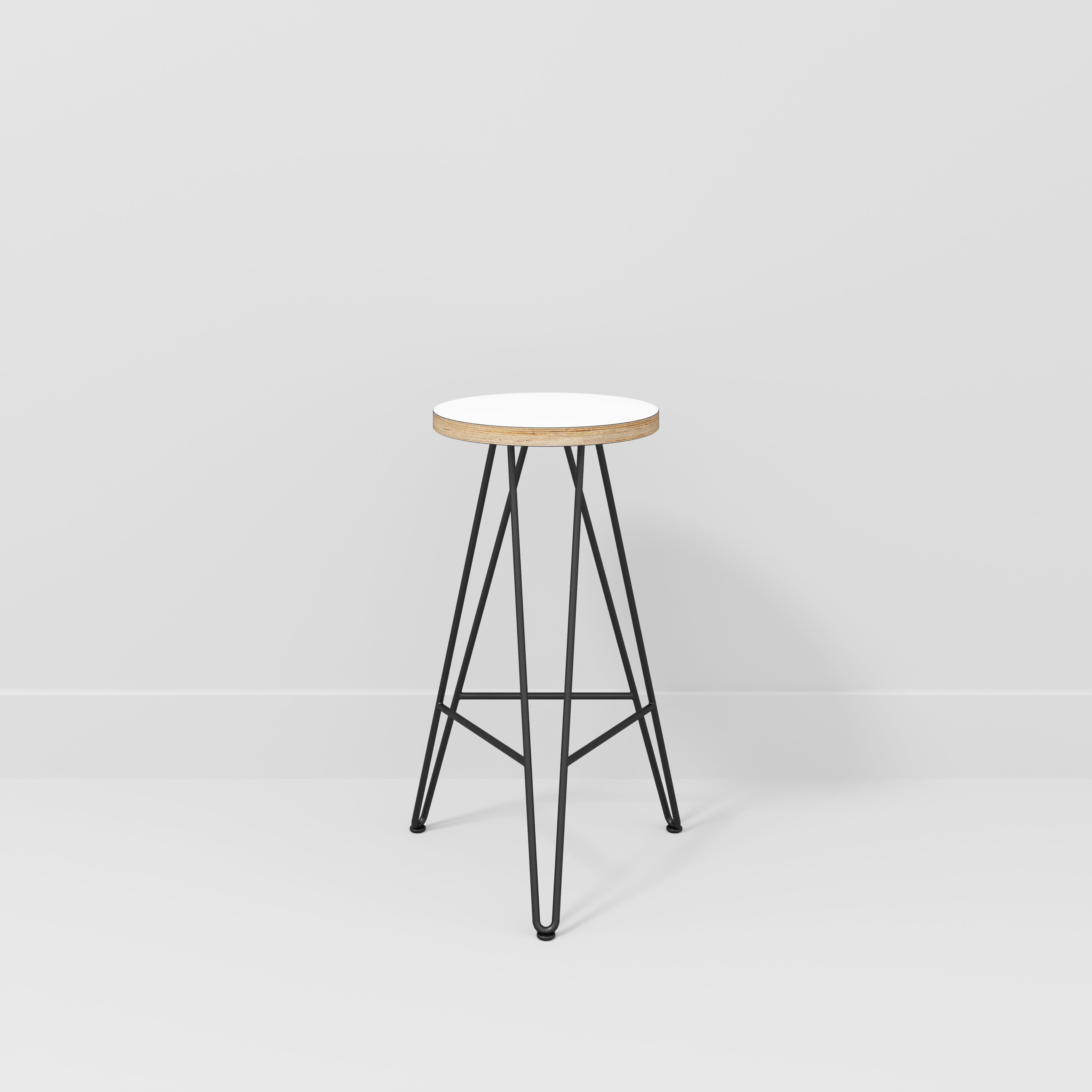 Bar Stool with Black Hairpin Base - Formica White