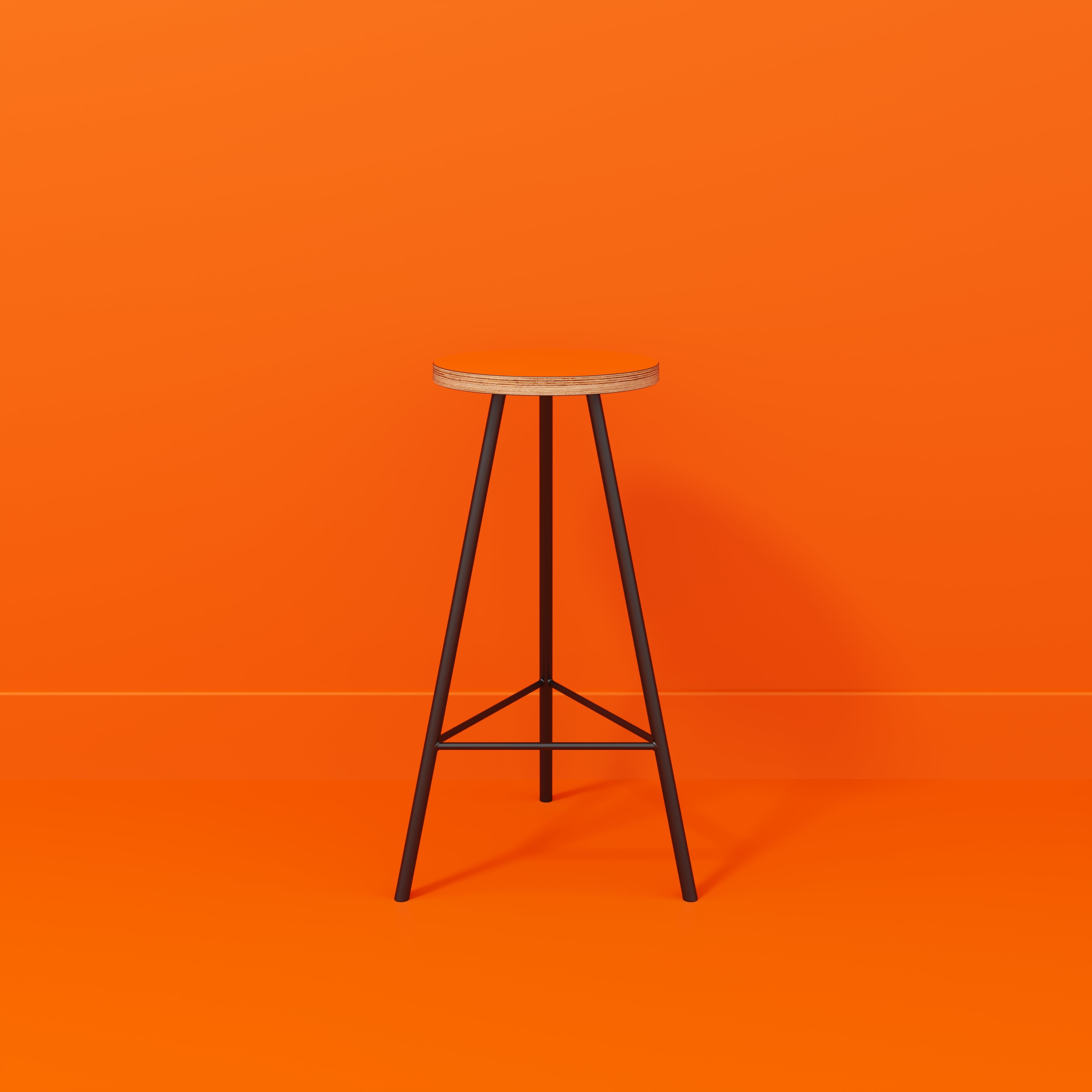 Bar Stool with Black Nord Base - Formica Levante Orange
