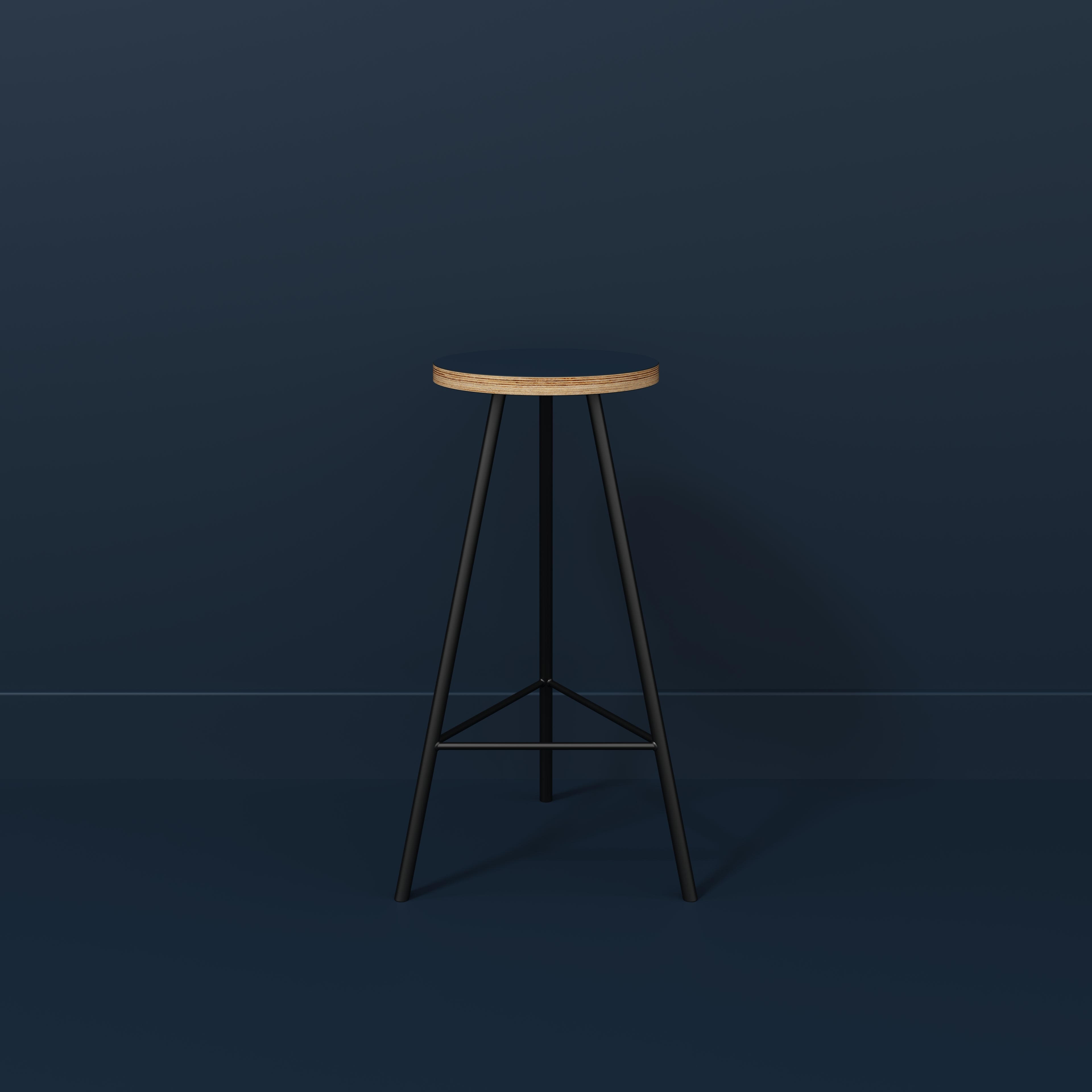 Bar Stool with Black Nord Base - Formica Night Sea Blue