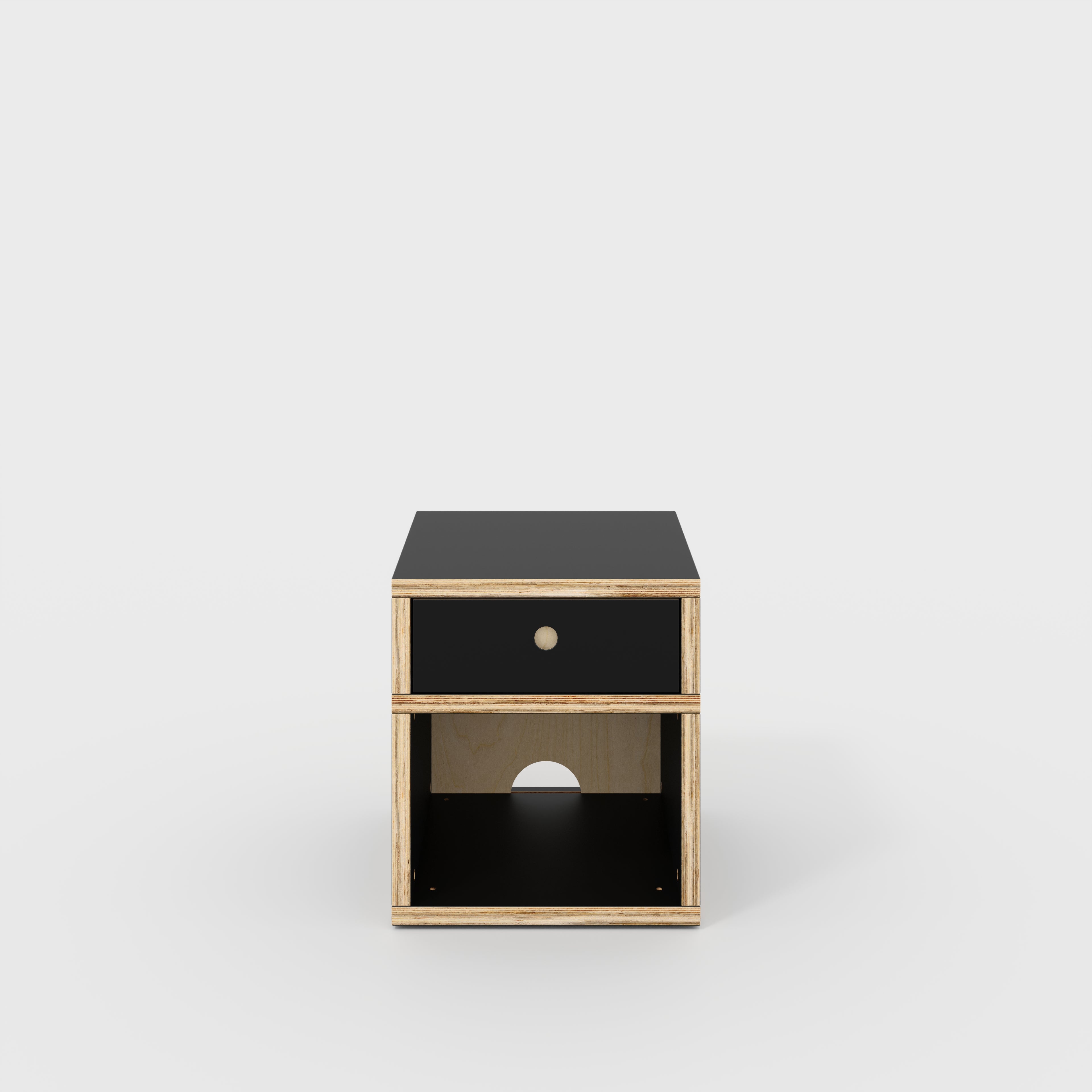 Bedside Table - Type 1 - with Drawer - Formica Diamond Black - 400(w) x 400(d) x 450(h)