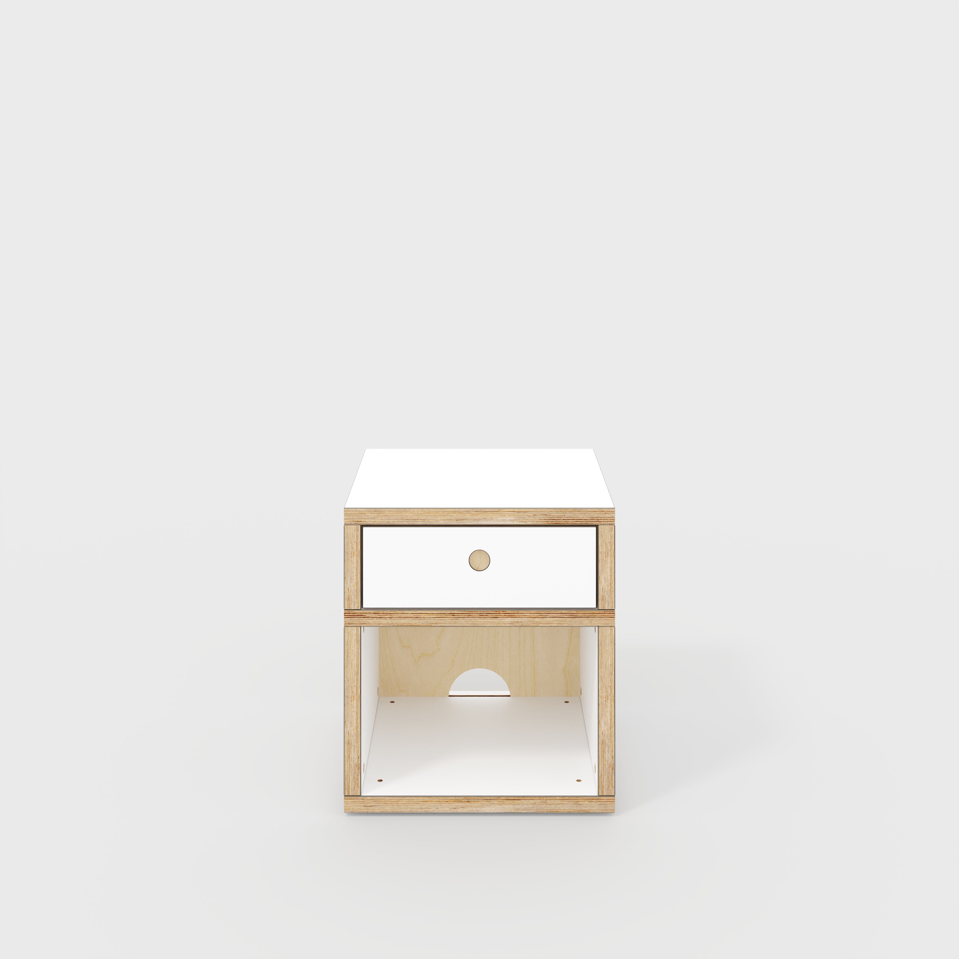Bedside Table - Type 1 - with Drawer - Formica White - 400(w) x 400(d) x 450(h)