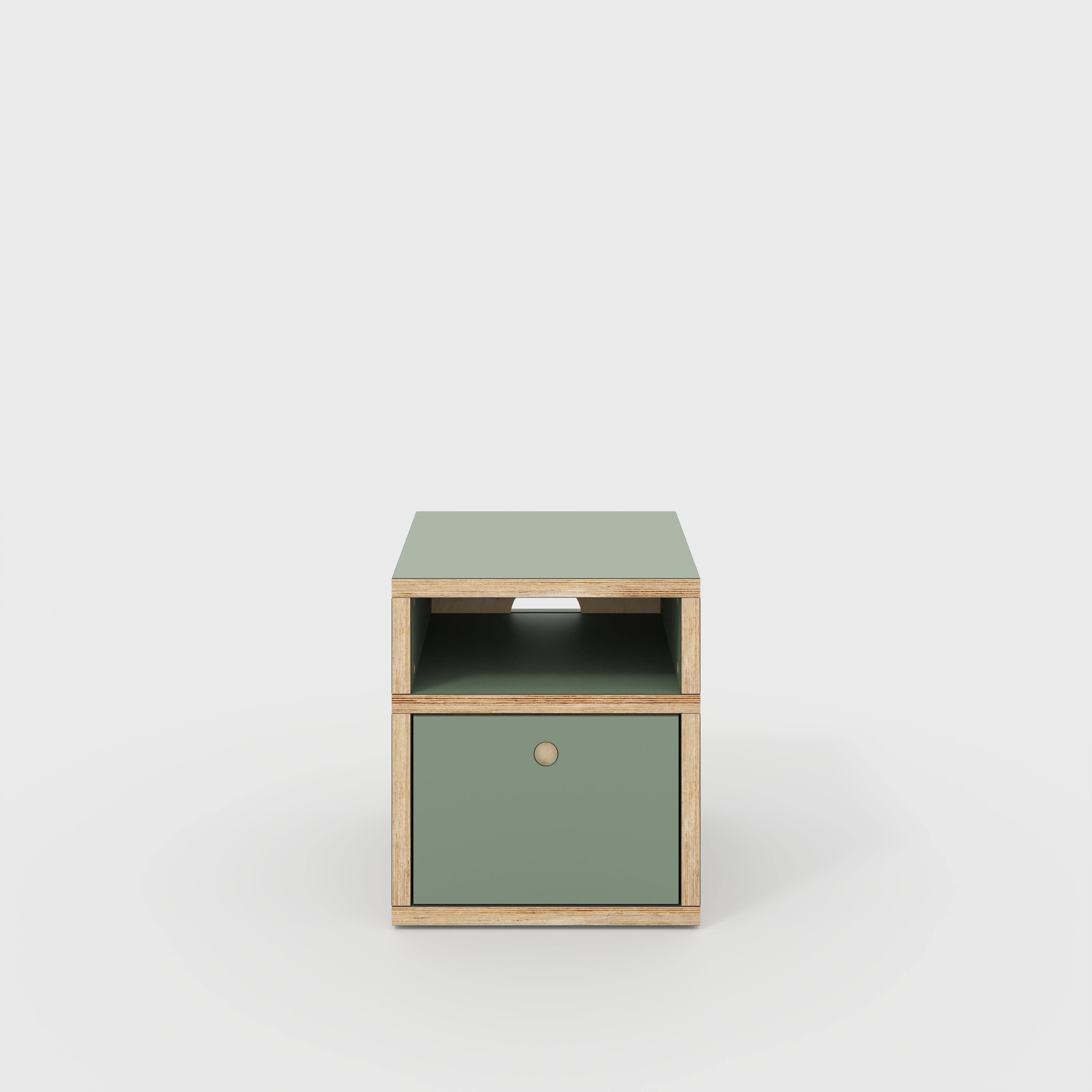 Bedside Table - Type 2 - with Drawer - Formica Green Slate - 400(w) x 400(d) x 450(h)