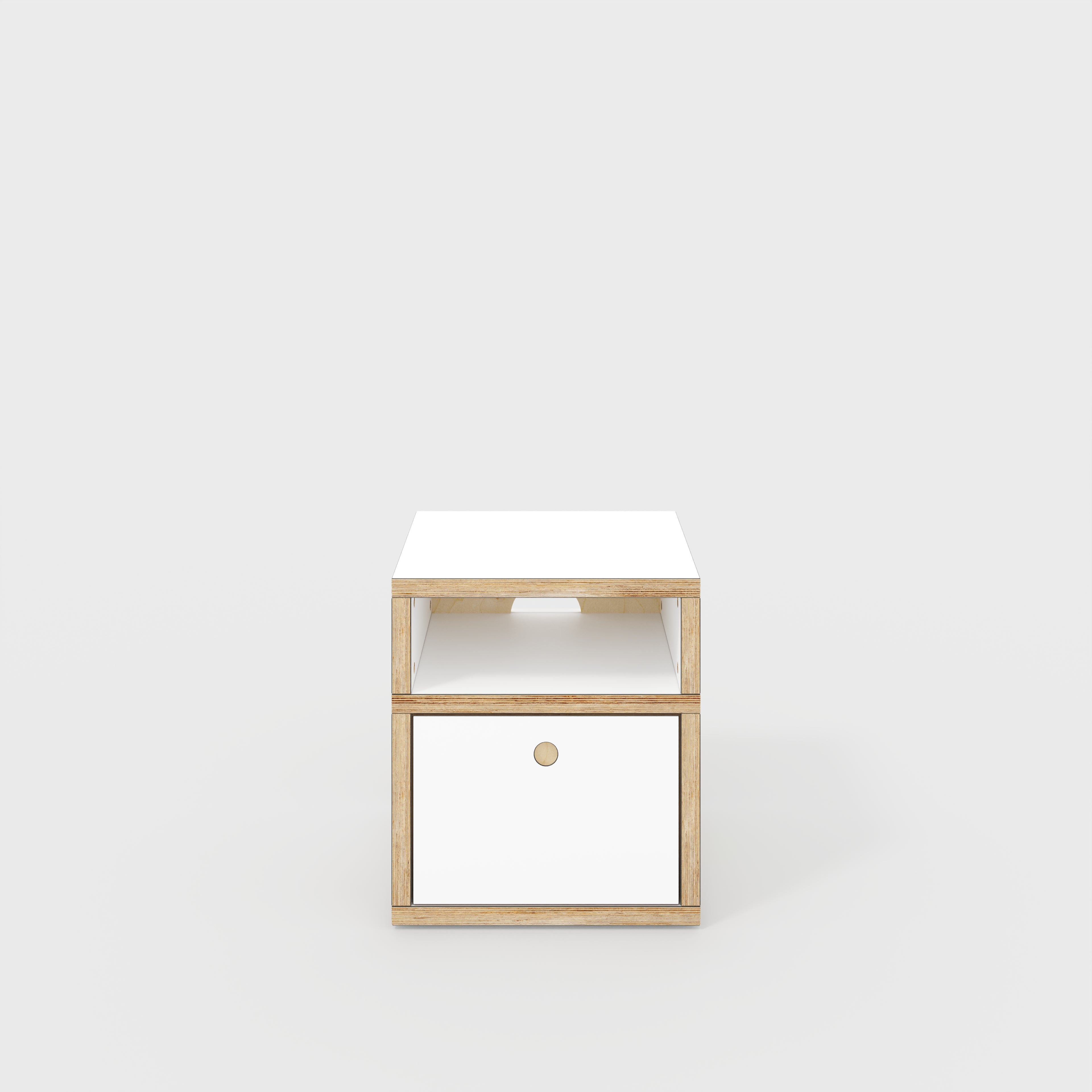 Bedside Table - Type 2 - with Drawer - Formica White - 400(w) x 400(d) x 450(h)