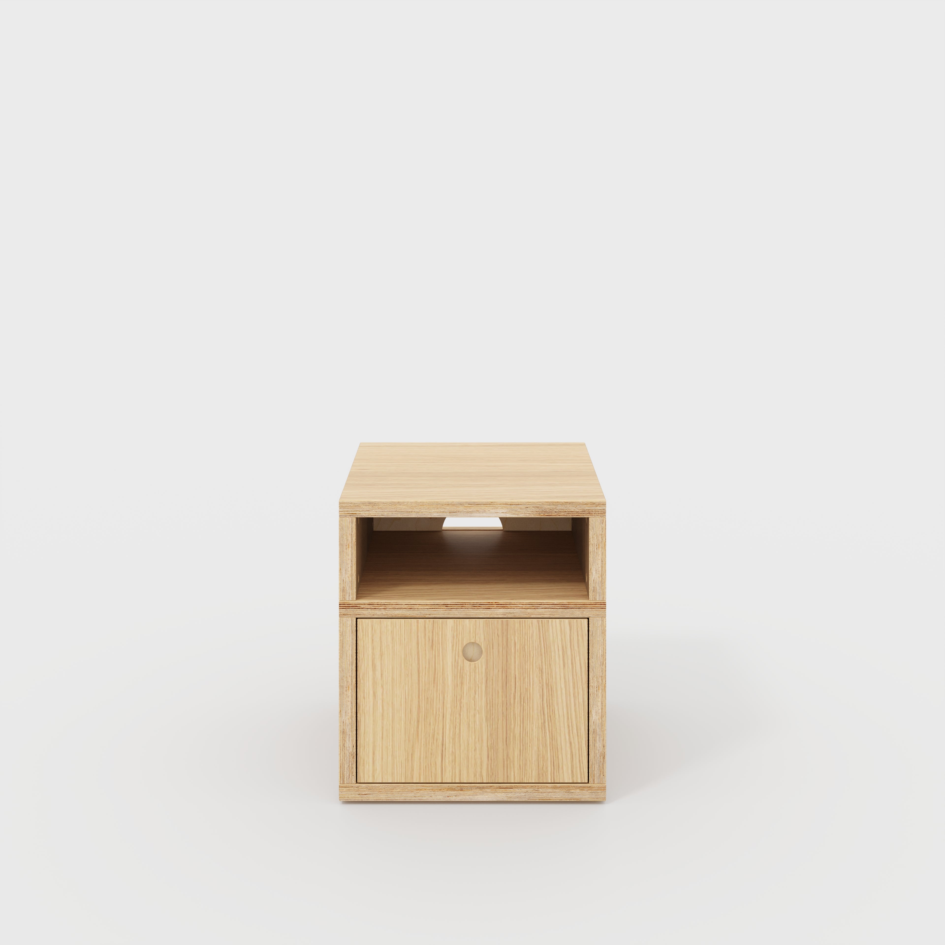 Bedside Table - Type 2 - with Drawer - Plywood Oak - 400(w) x 400(d) x 450(h)