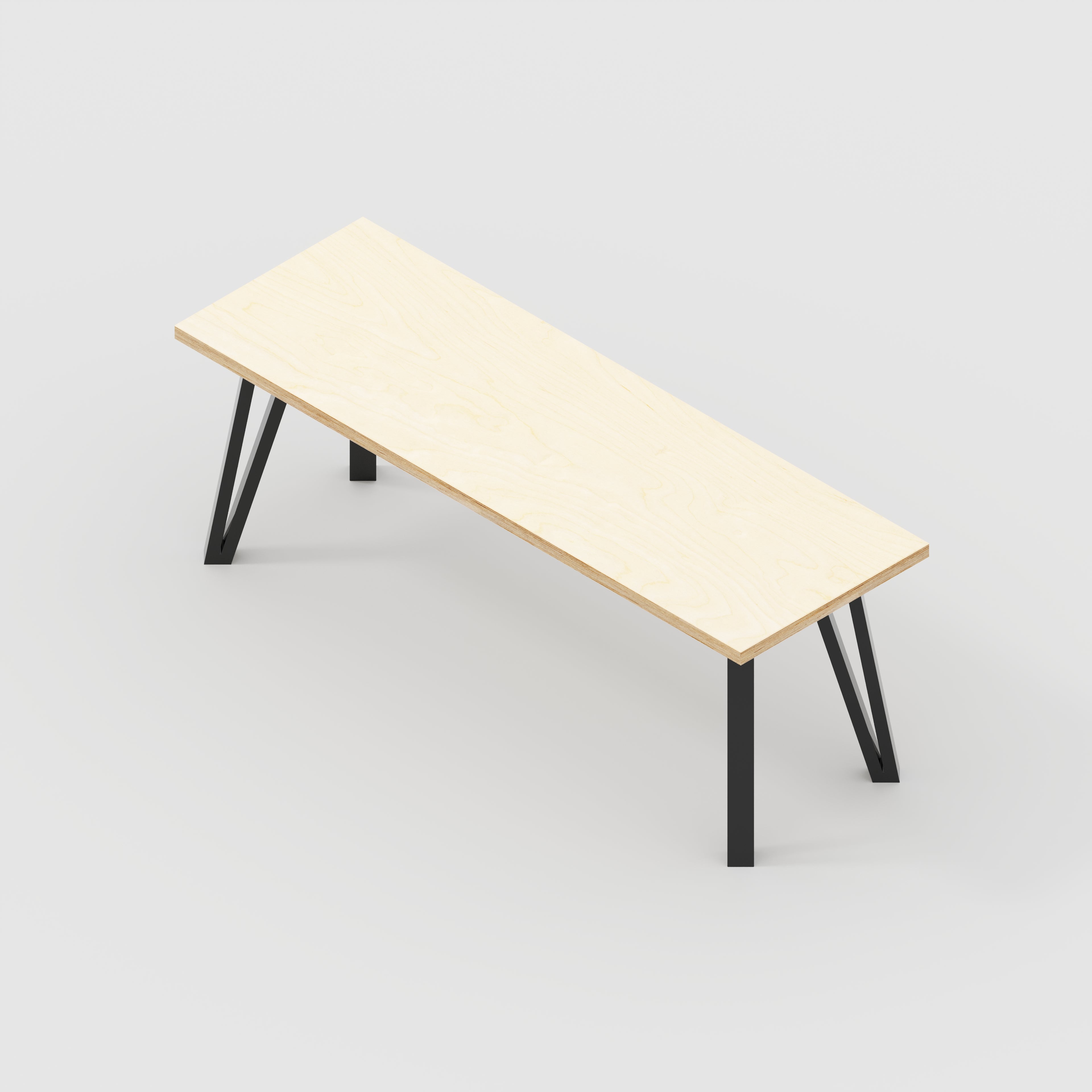 Bench Seat with Black Box Hairpin Legs - Plywood Birch - 1200(w) x 400(d) x 450(h)