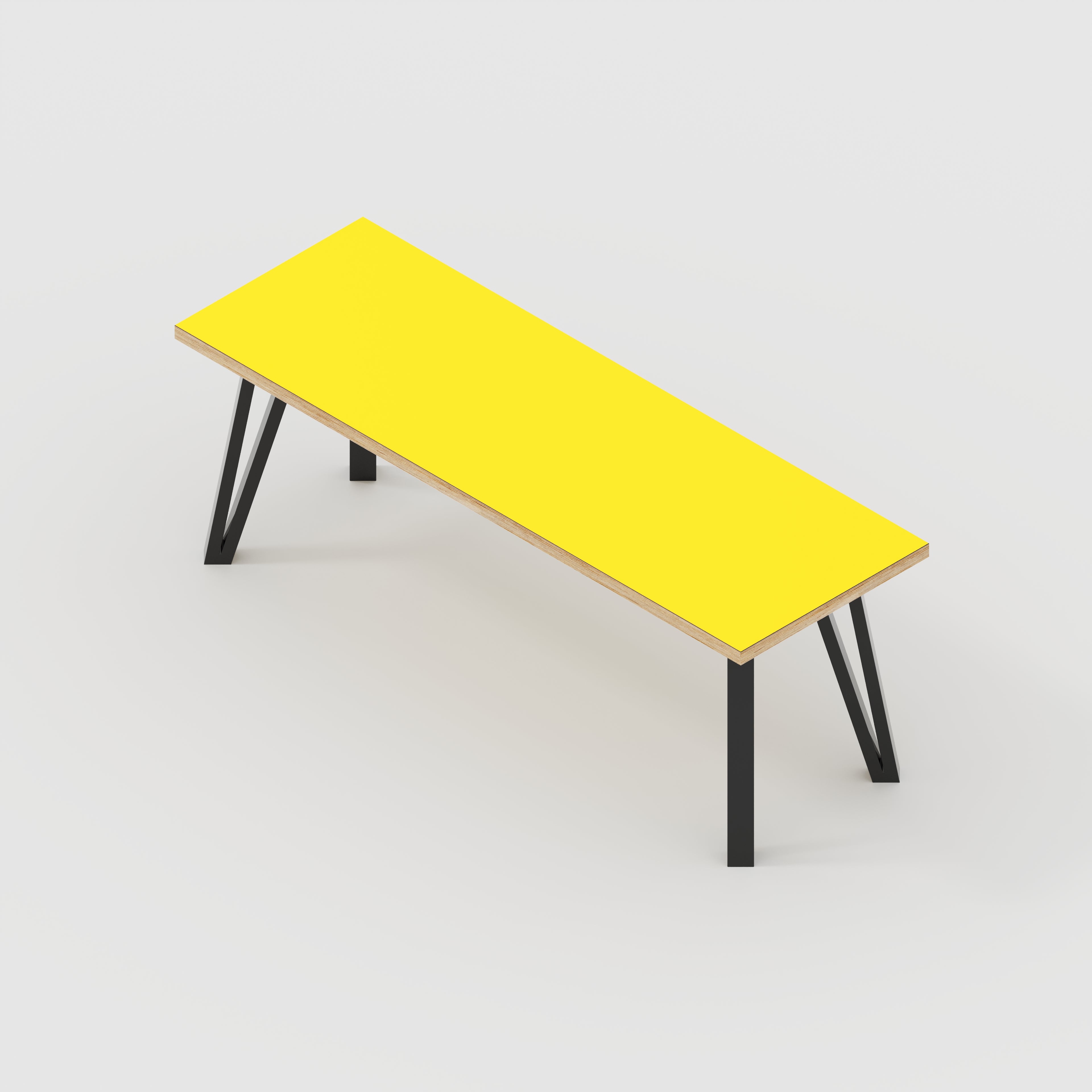 Bench Seat with Black Box Hairpin Legs - Formica Chrome Yellow - 1200(w) x 400(d) x 450(h)