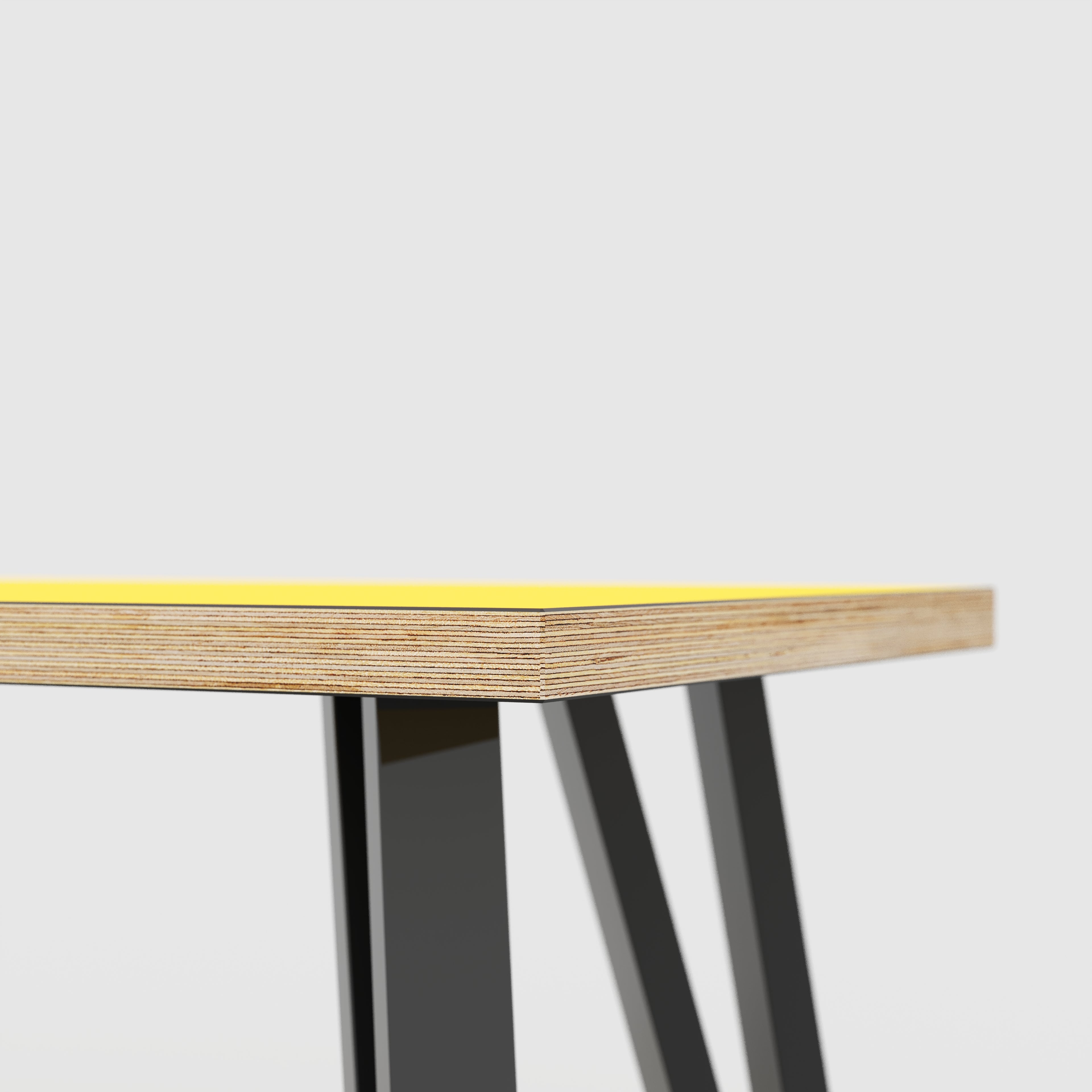 Bench Seat with Black Box Hairpin Legs - Formica Chrome Yellow - 1200(w) x 400(d) x 450(h)