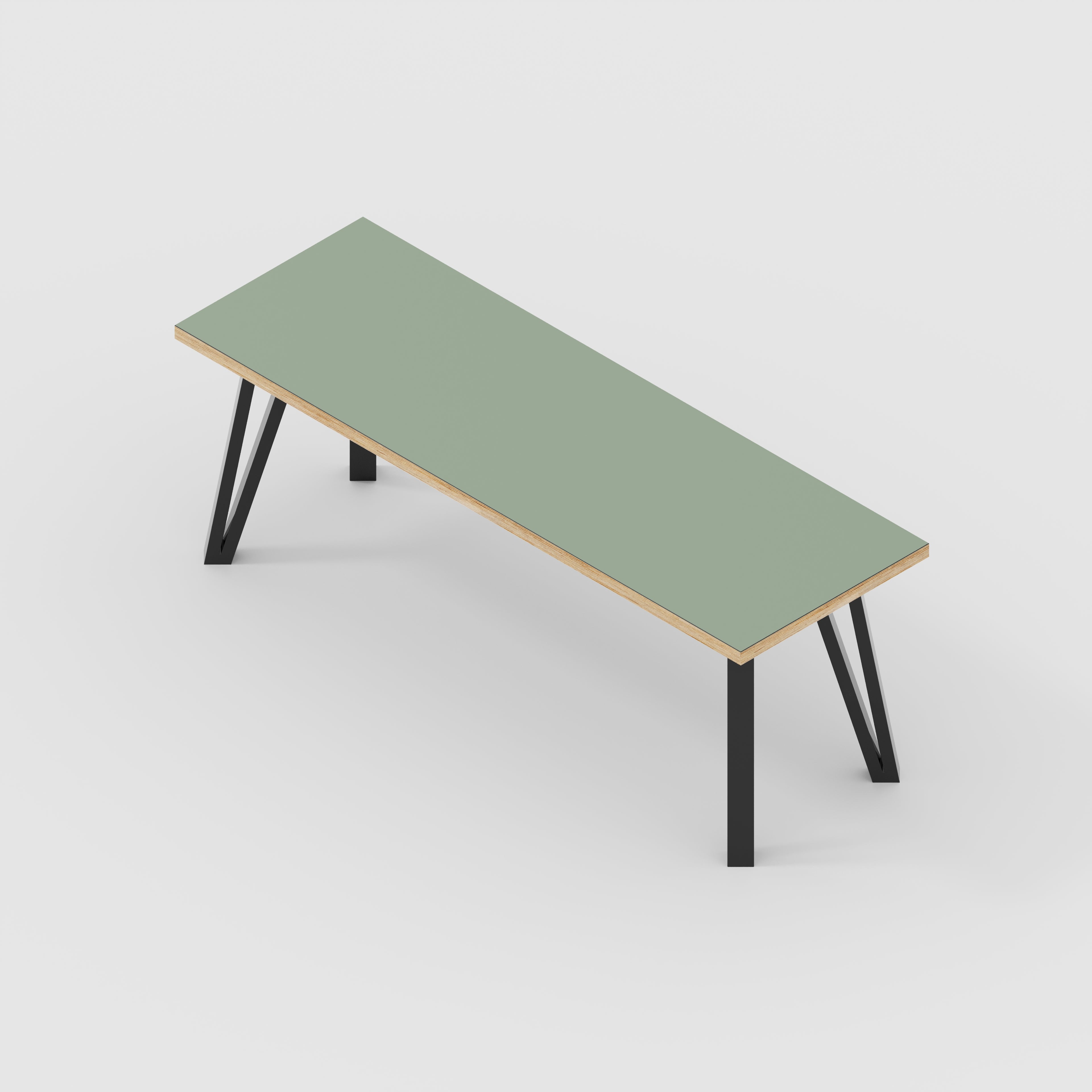 Bench Seat with Black Box Hairpin Legs - Formica Green Slate - 1200(w) x 400(d) x 450(h)