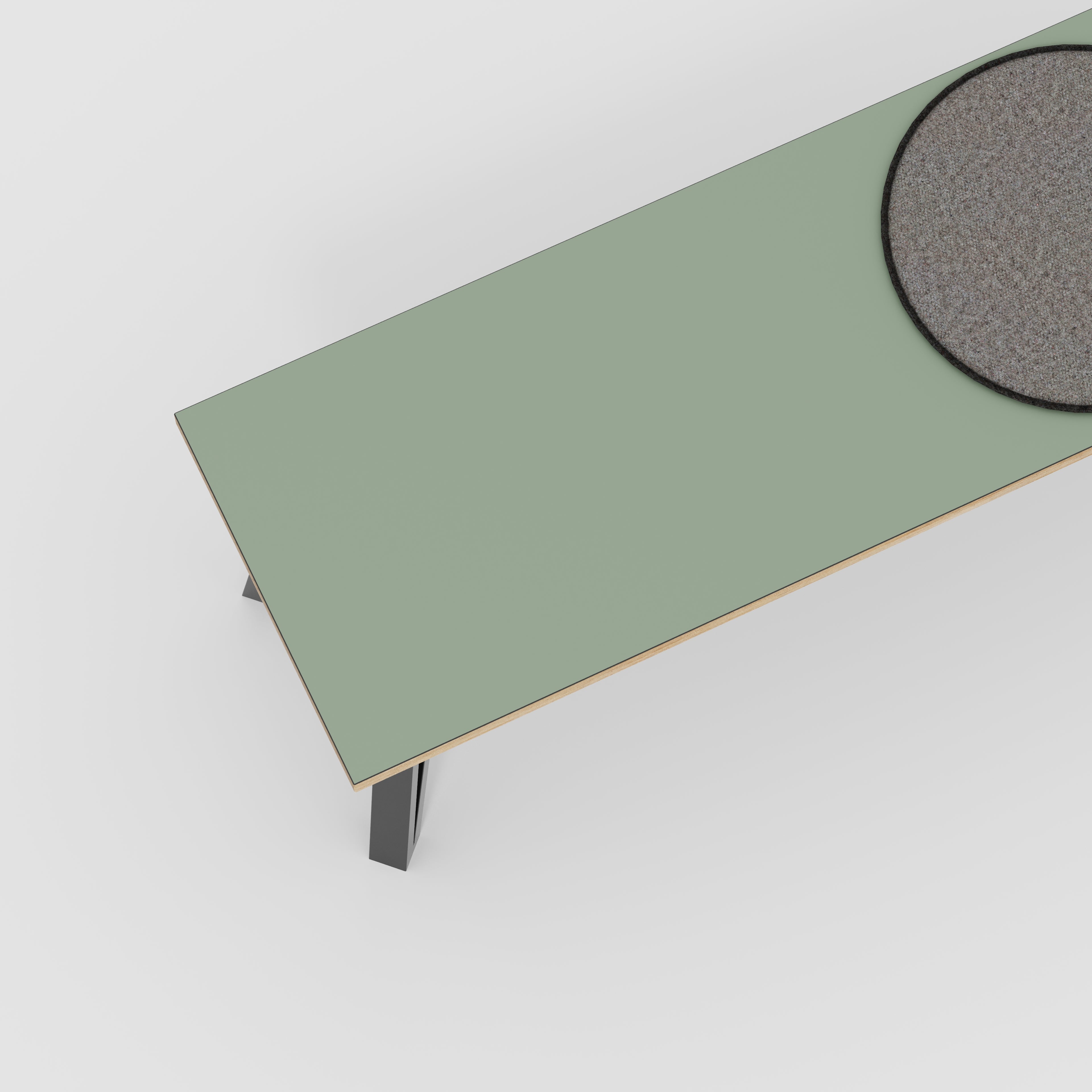 Bench Seat with Black Box Hairpin Legs - Formica Green Slate - 1200(w) x 400(d) x 450(h)
