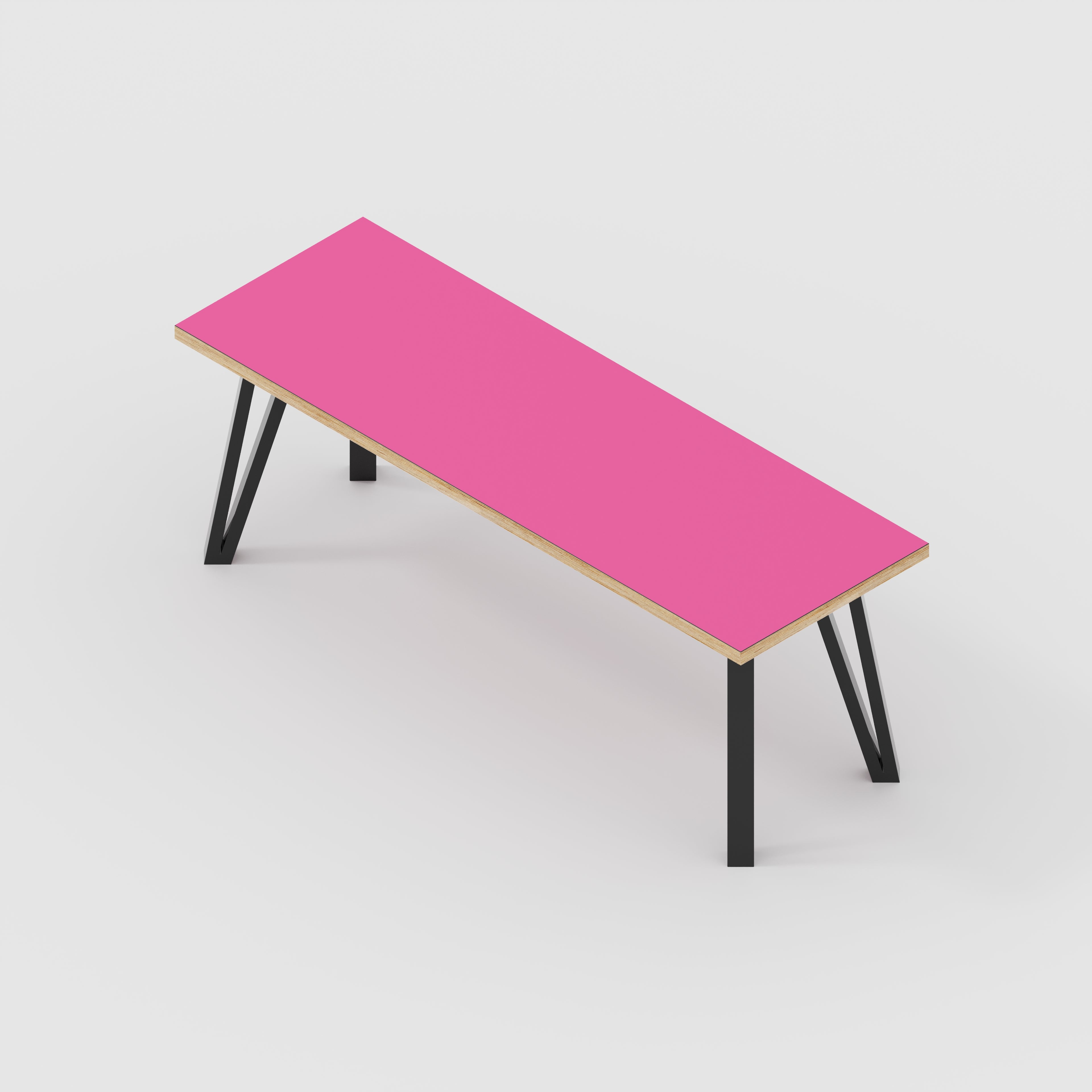 Bench Seat with Black Box Hairpin Legs - Formica Juicy Pink - 1200(w) x 400(d) x 450(h)