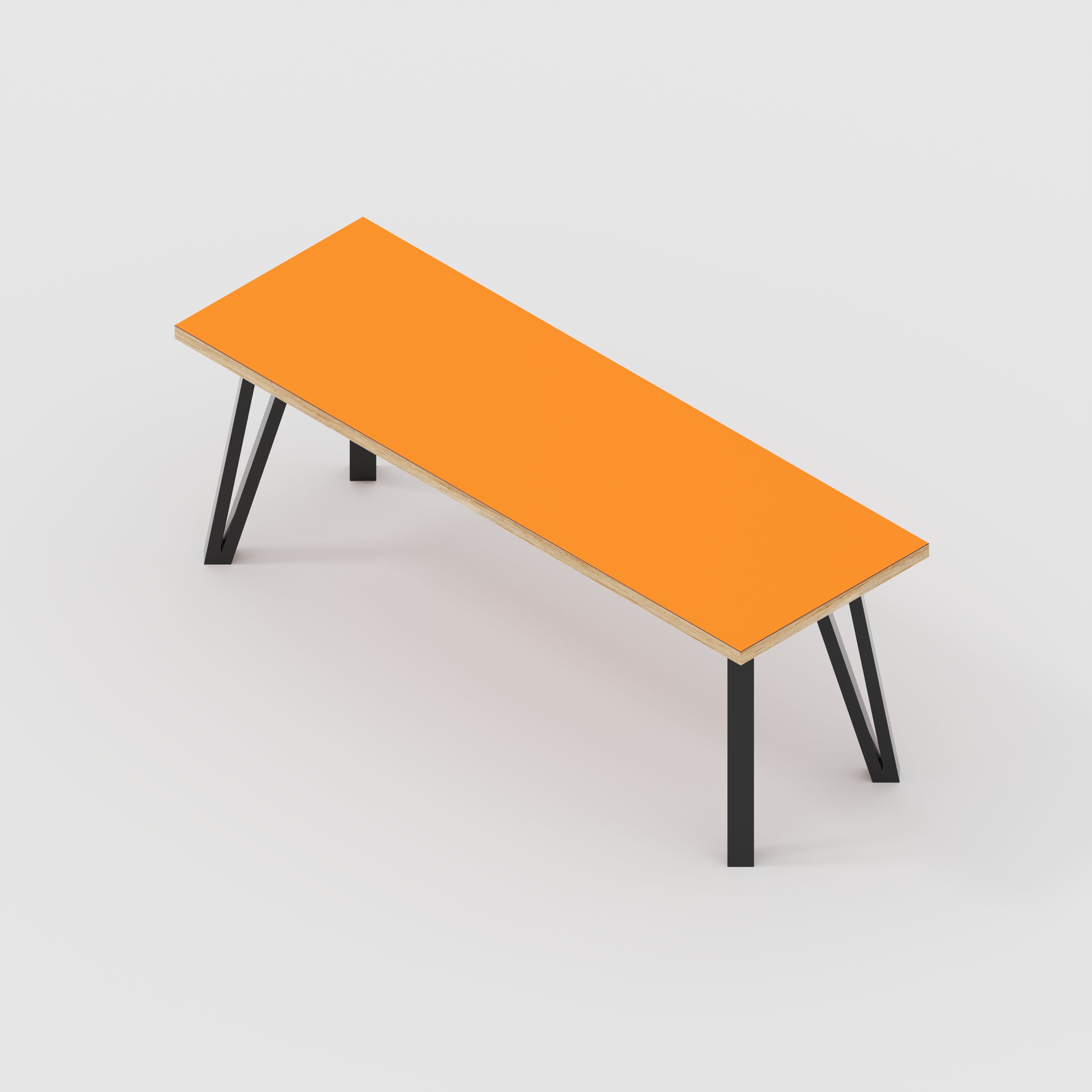 Bench Seat with Black Box Hairpin Legs - Formica Levante Orange - 1200(w) x 400(d) x 450(h)