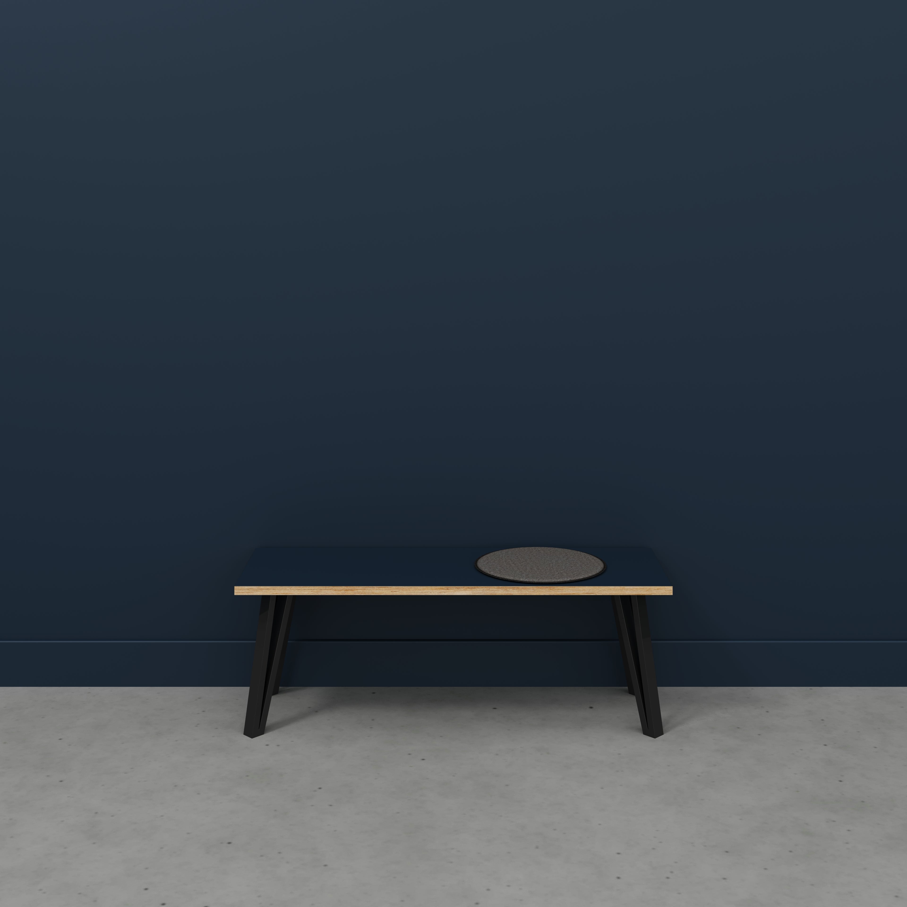 Bench Seat with Black Box Hairpin Legs - Formica Night Sea Blue - 1200(w) x 400(d) x 450(h)