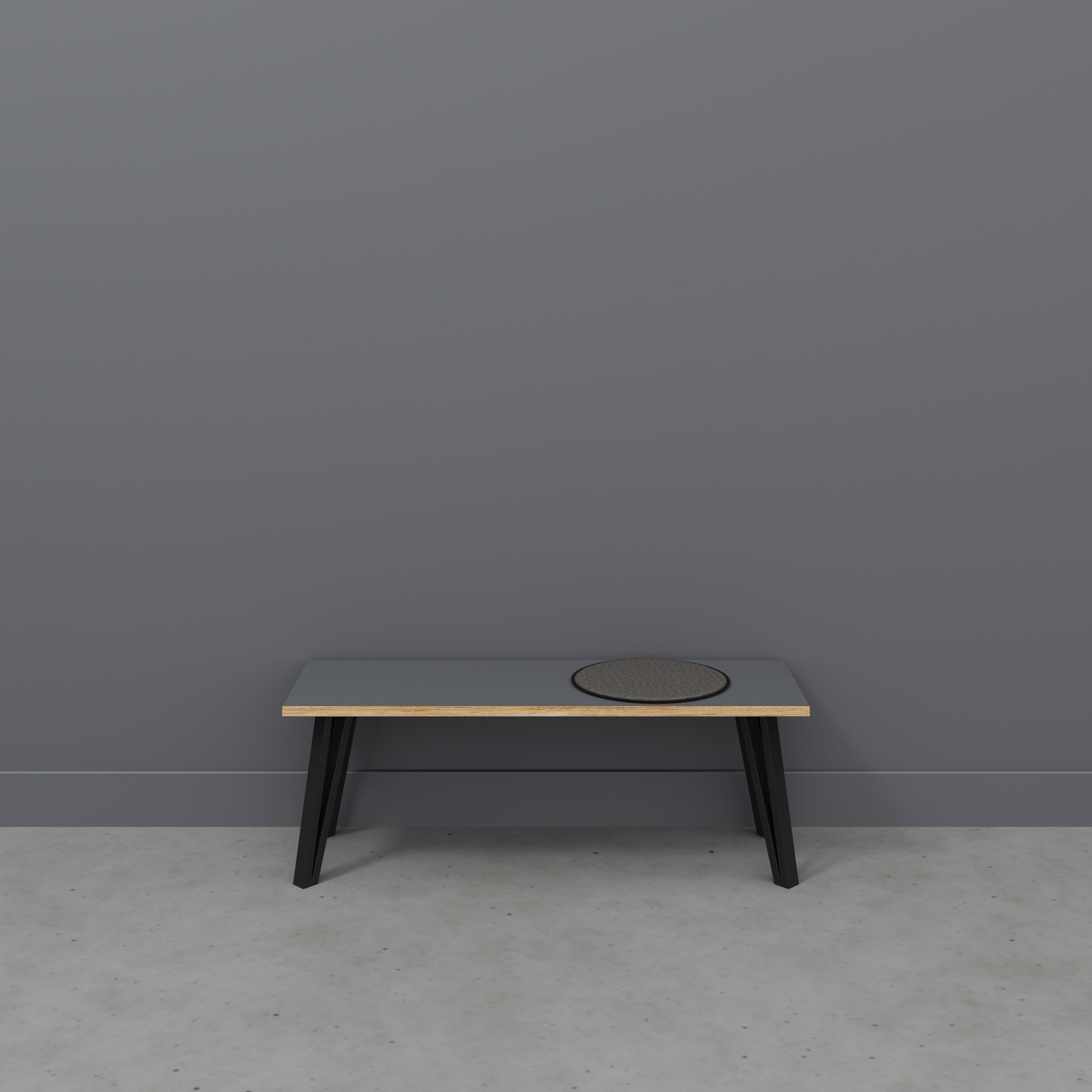 Bench Seat with Black Box Hairpin Legs - Formica Tornado Grey - 1200(w) x 400(d) x 450(h)