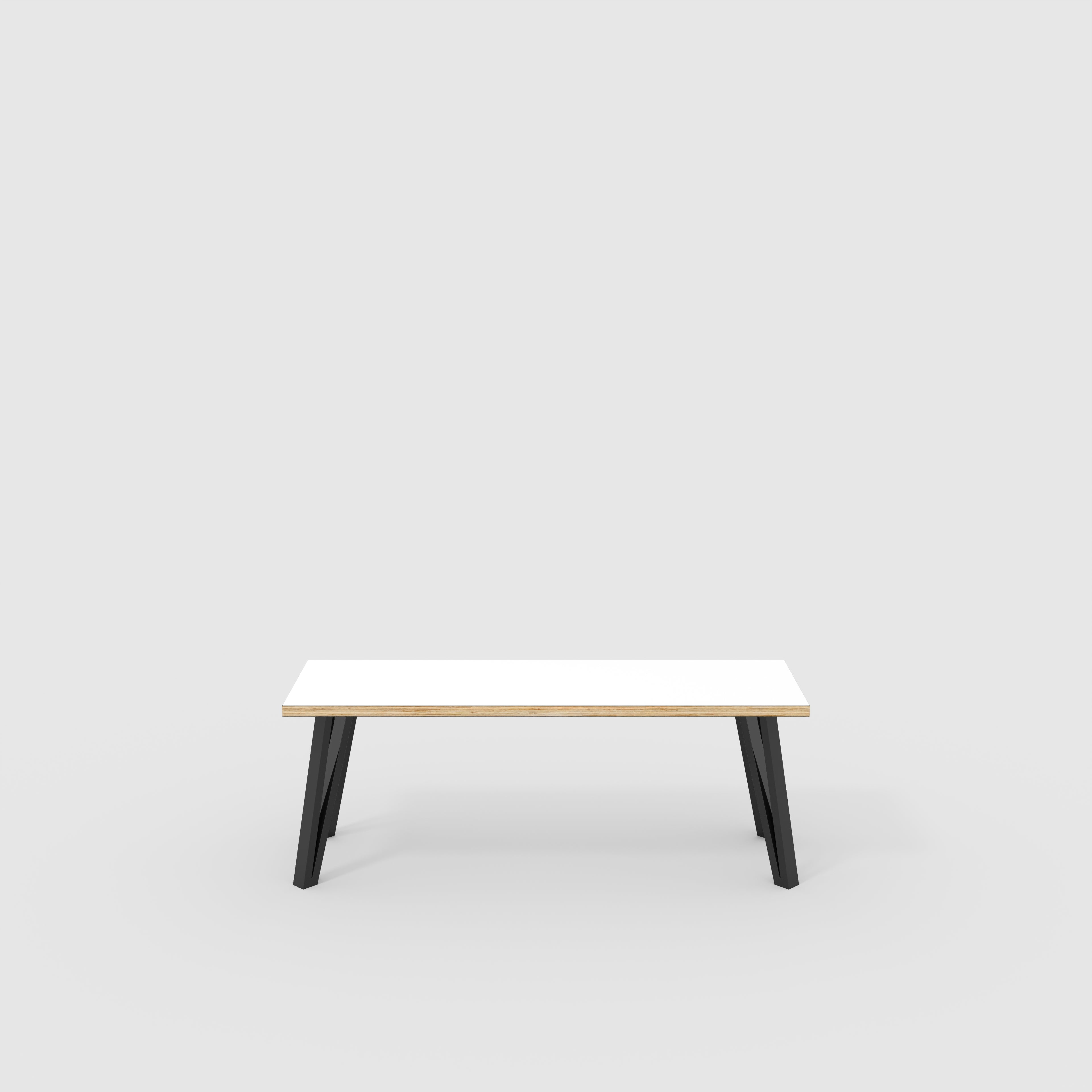 Bench Seat with Black Box Hairpin Legs - Formica White - 1200(w) x 400(d) x 450(h)