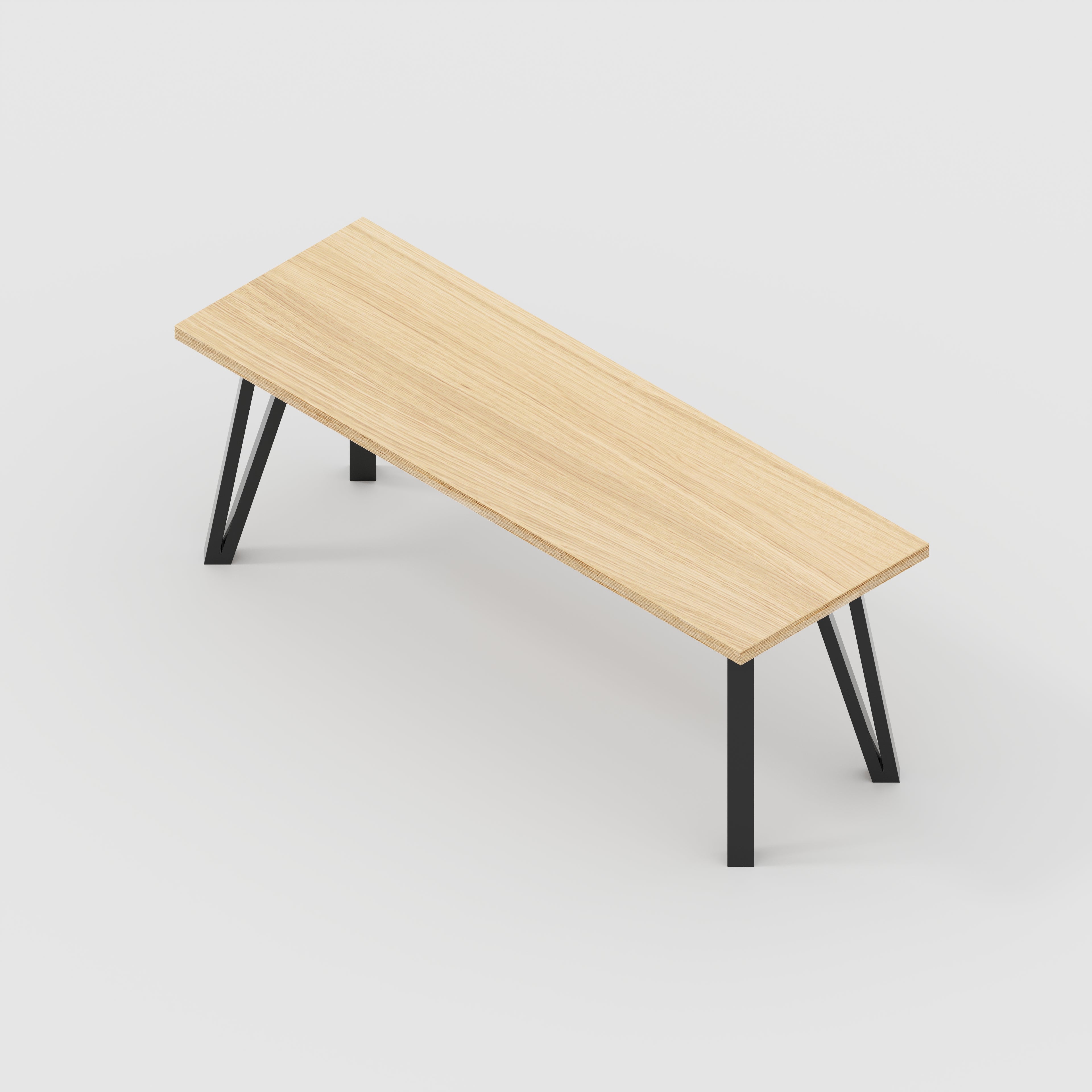 Bench Seat with Black Box Hairpin Legs - Plywood Oak - 1200(w) x 400(d) x 450(h)