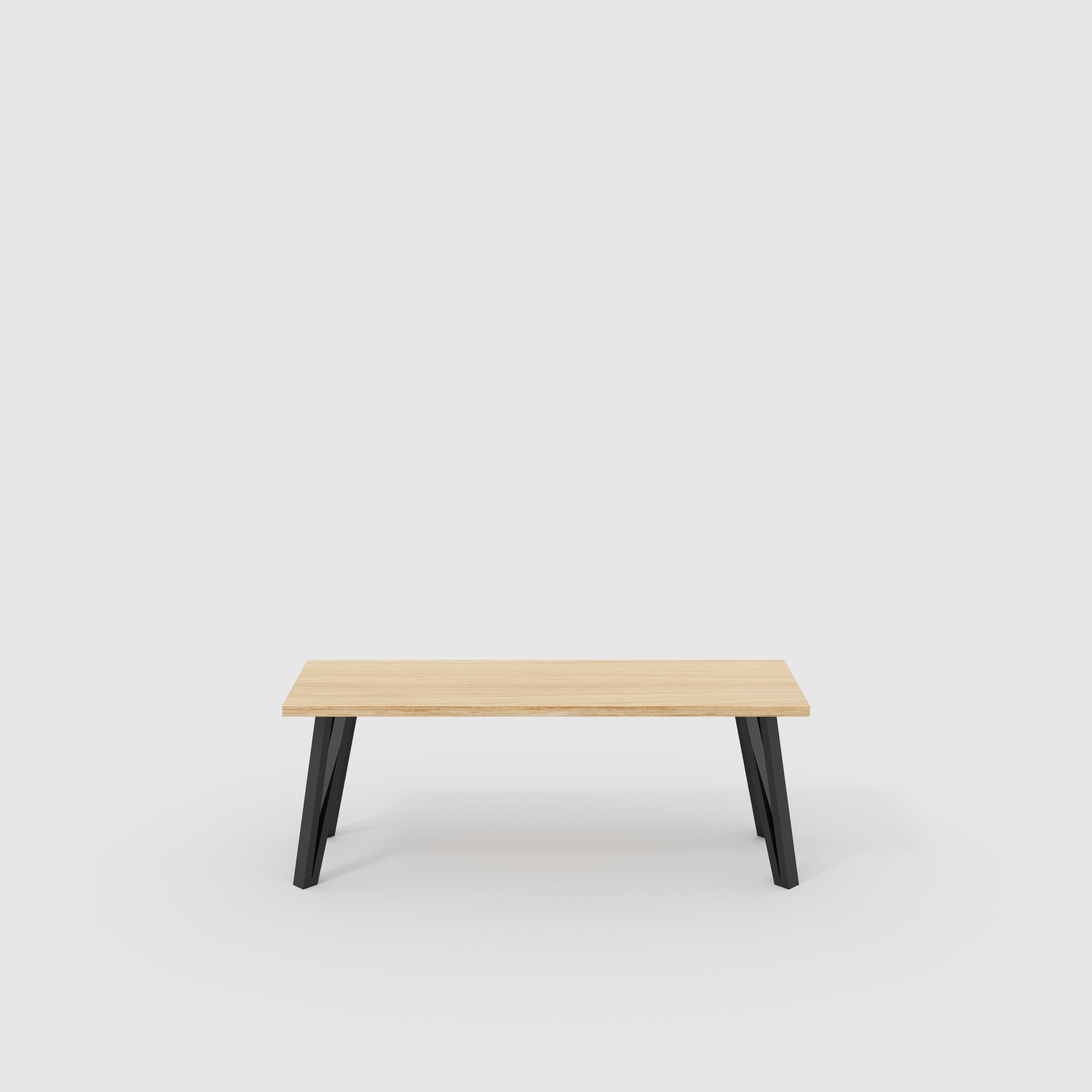 Bench Seat with Black Box Hairpin Legs - Plywood Oak - 1200(w) x 400(d) x 450(h)