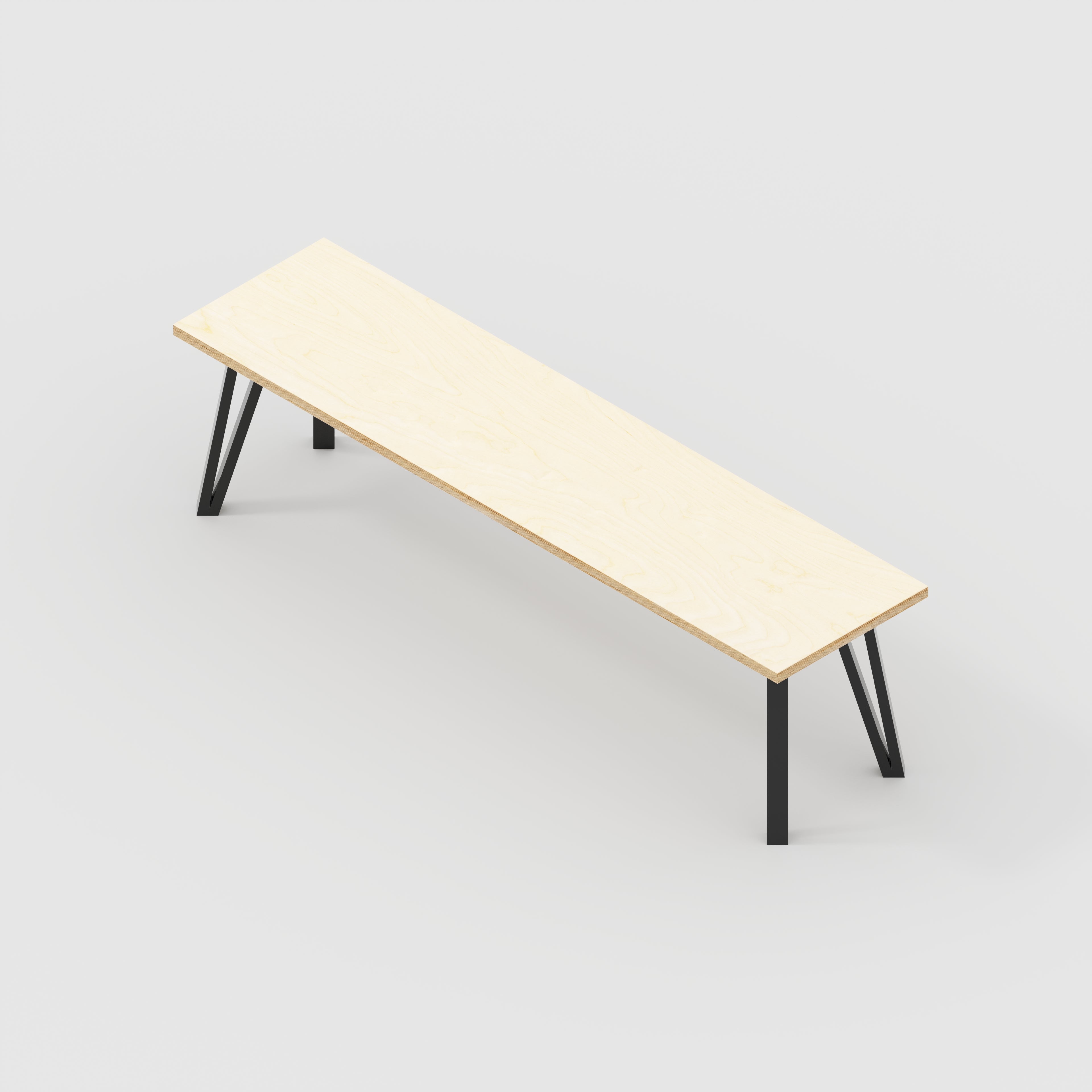 Bench Seat with Black Box Hairpin Legs - Plywood Birch - 1600(w) x 400(d) x 450(h)