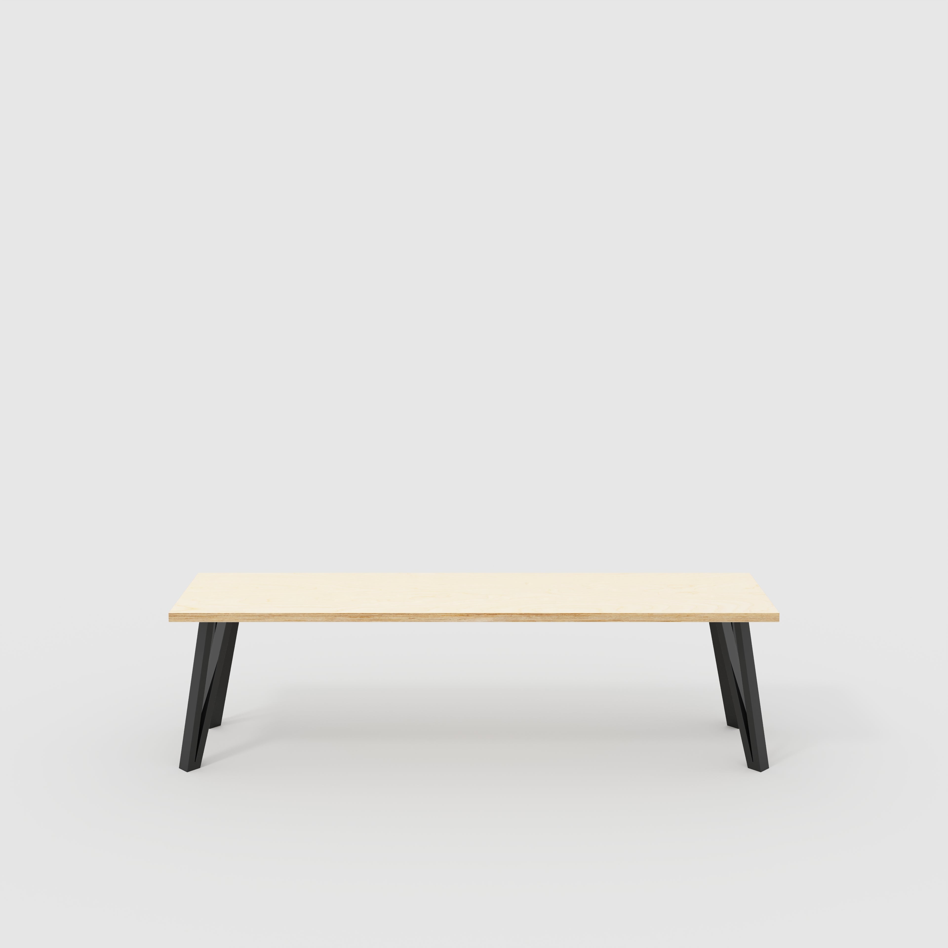Bench Seat with Black Box Hairpin Legs - Plywood Birch - 1600(w) x 400(d) x 450(h)