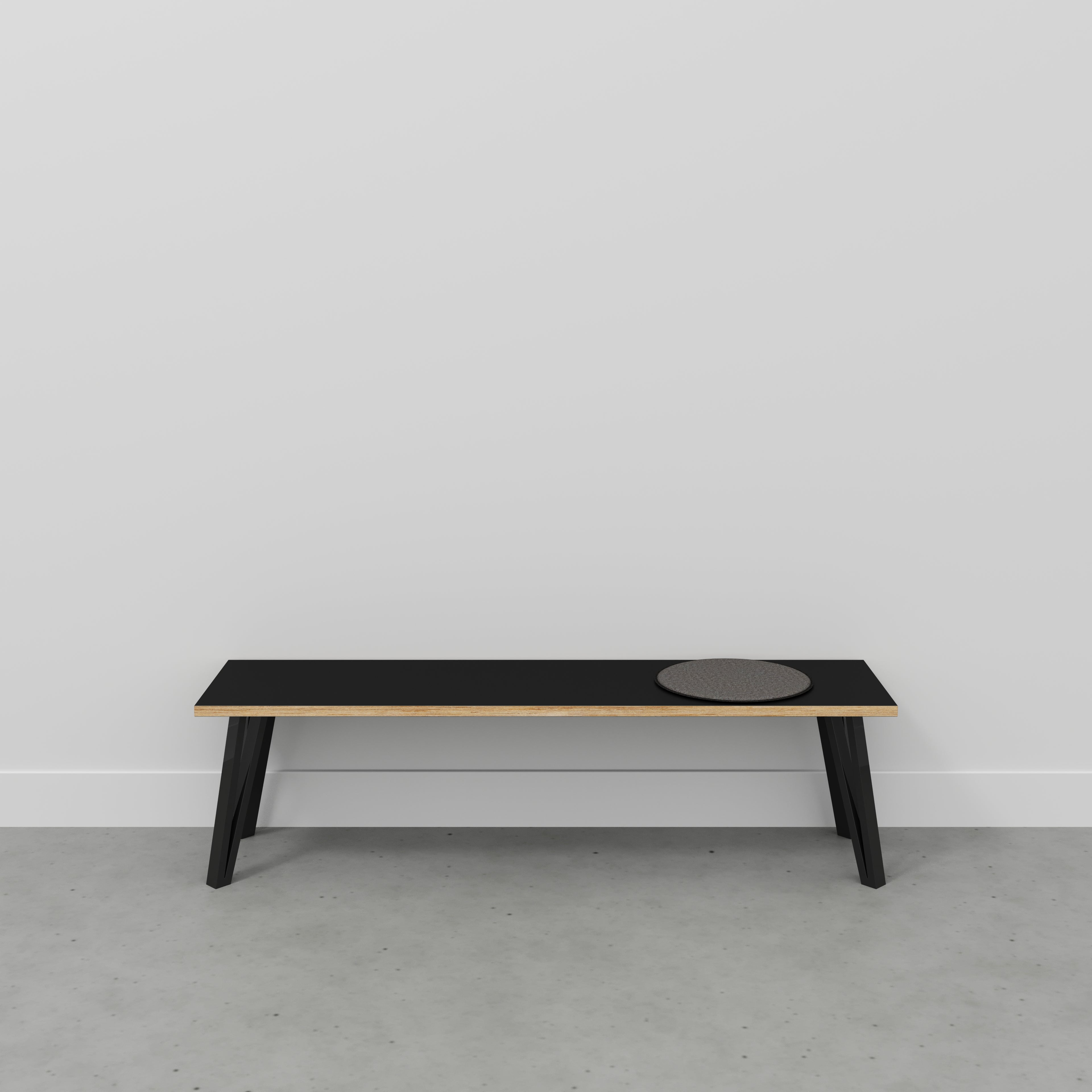Bench Seat with Black Box Hairpin Legs - Formica Diamond Black - 1600(w) x 400(d) x 450(h)