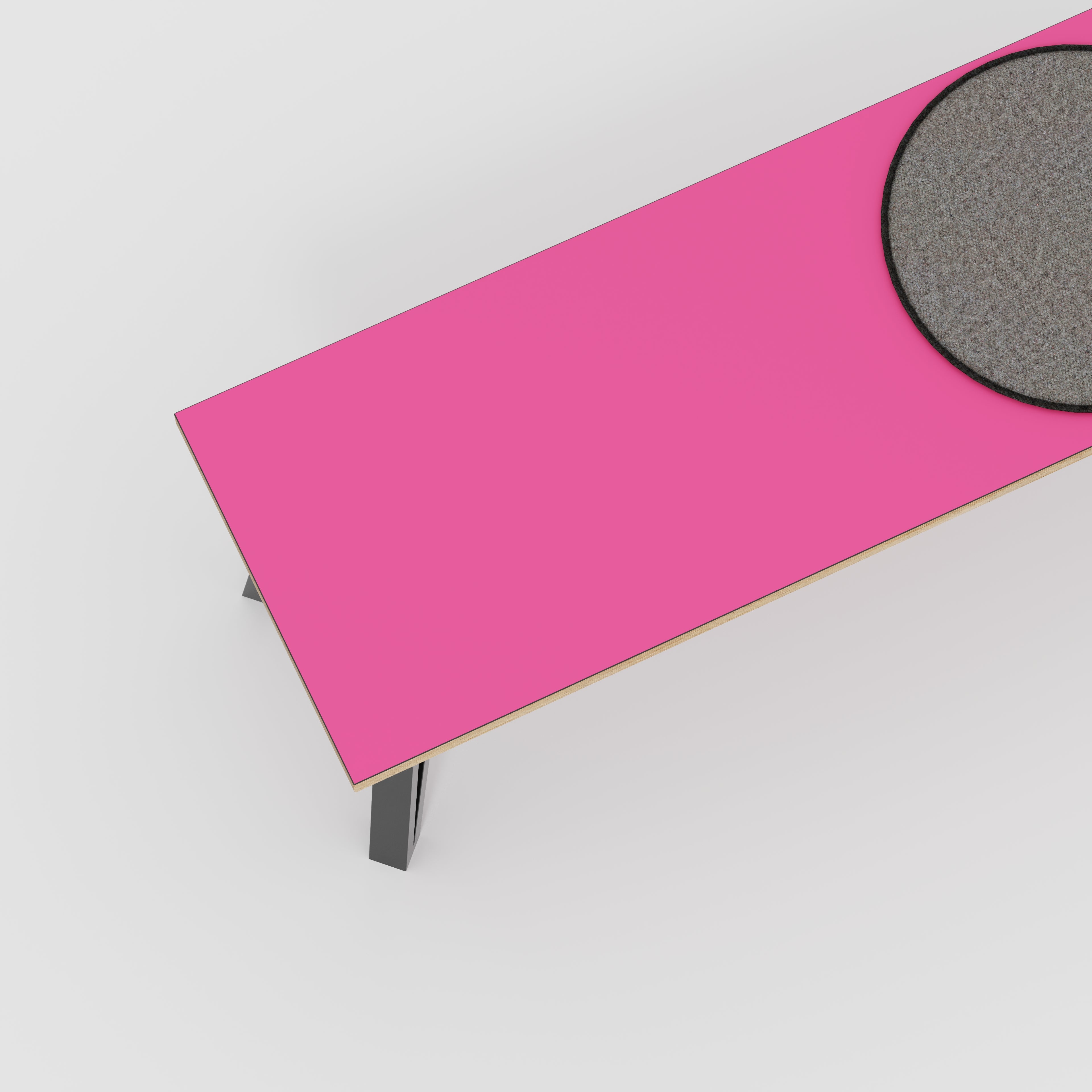 Bench Seat with Black Box Hairpin Legs - Formica Juicy Pink - 1600(w) x 400(d) x 450(h)