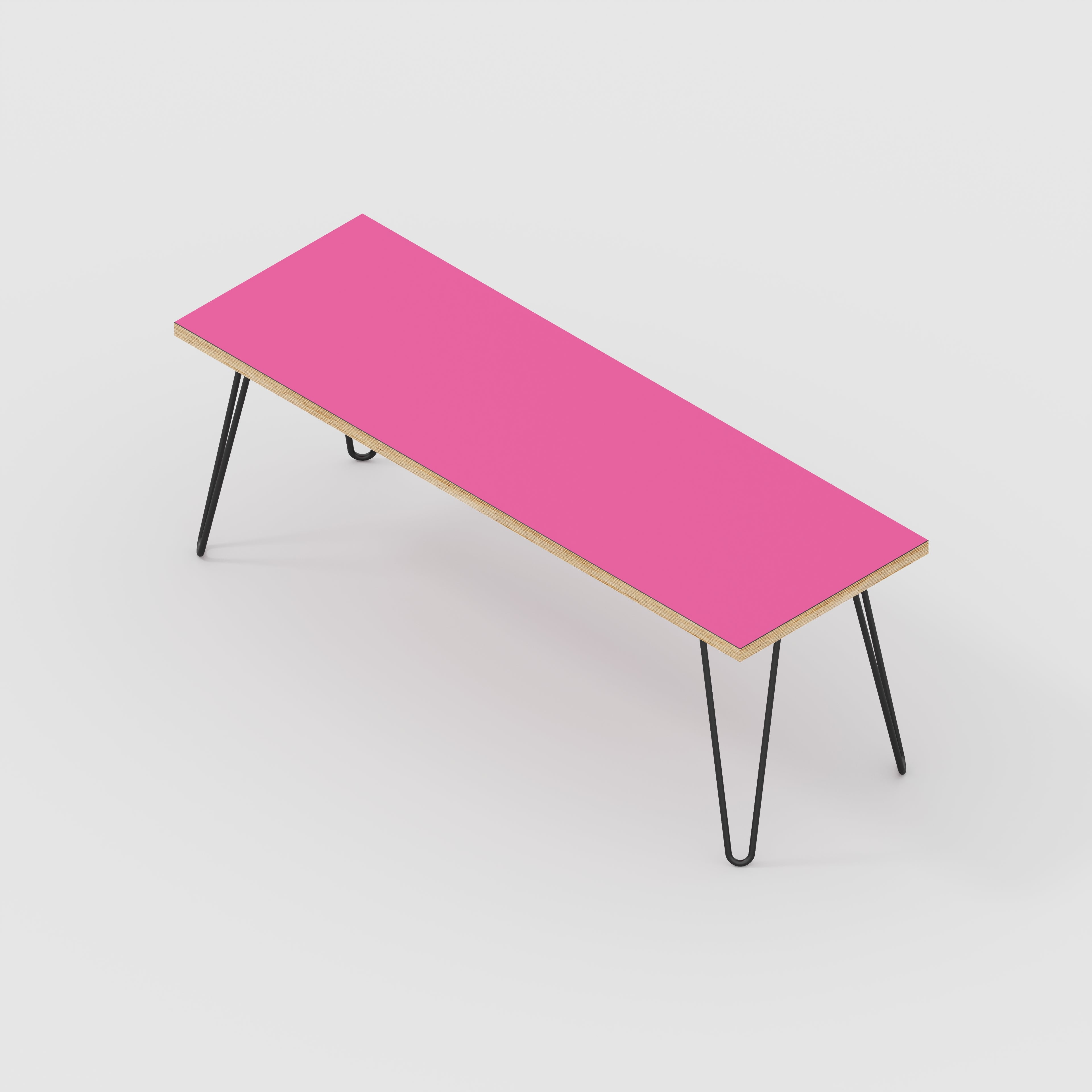 Bench Seat with Black Hairpin Legs - Formica Juicy Pink - 1200(w) x 400(d)