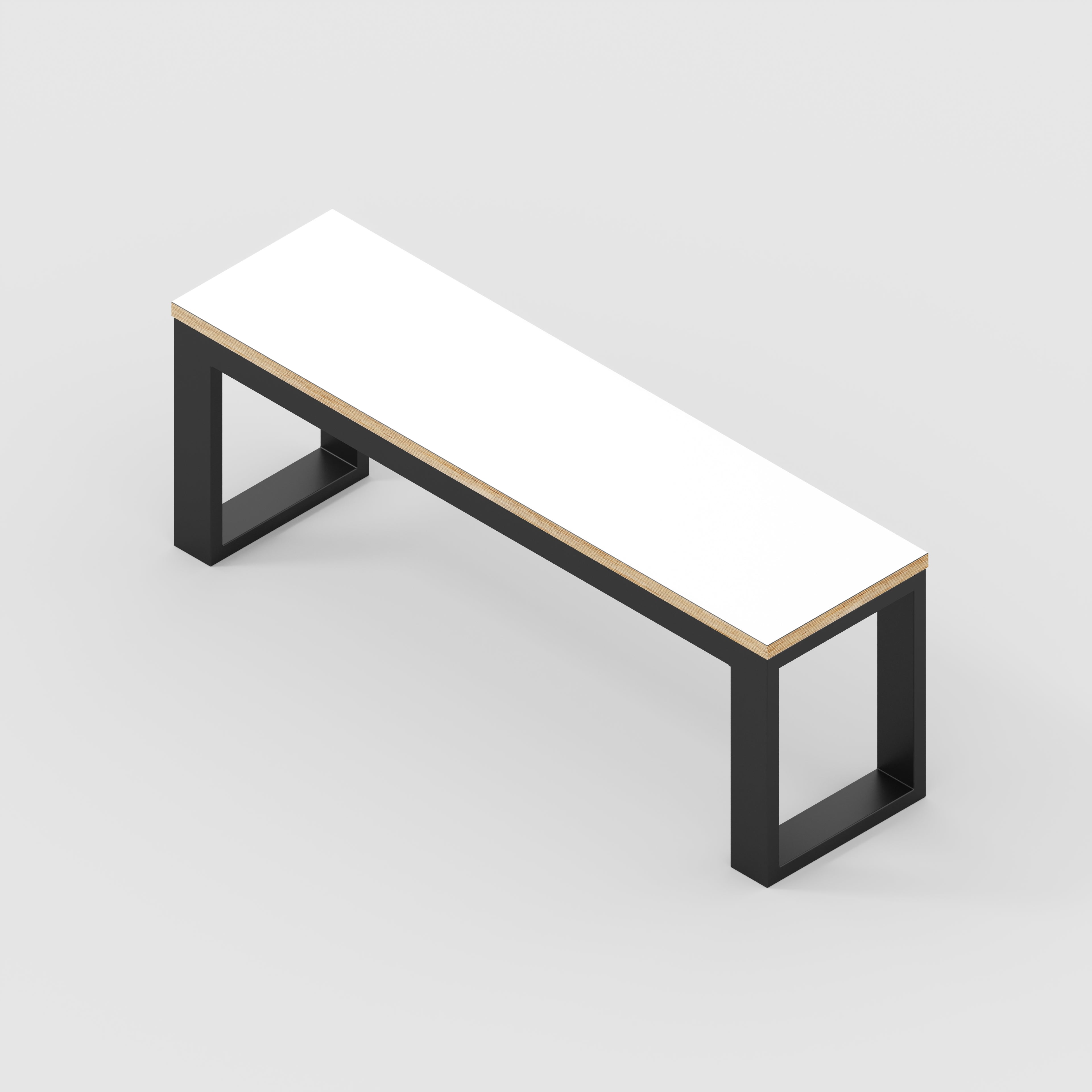 Bench Seat with Black Industrial Frame - Formica White - 1200(w) x 325(d)