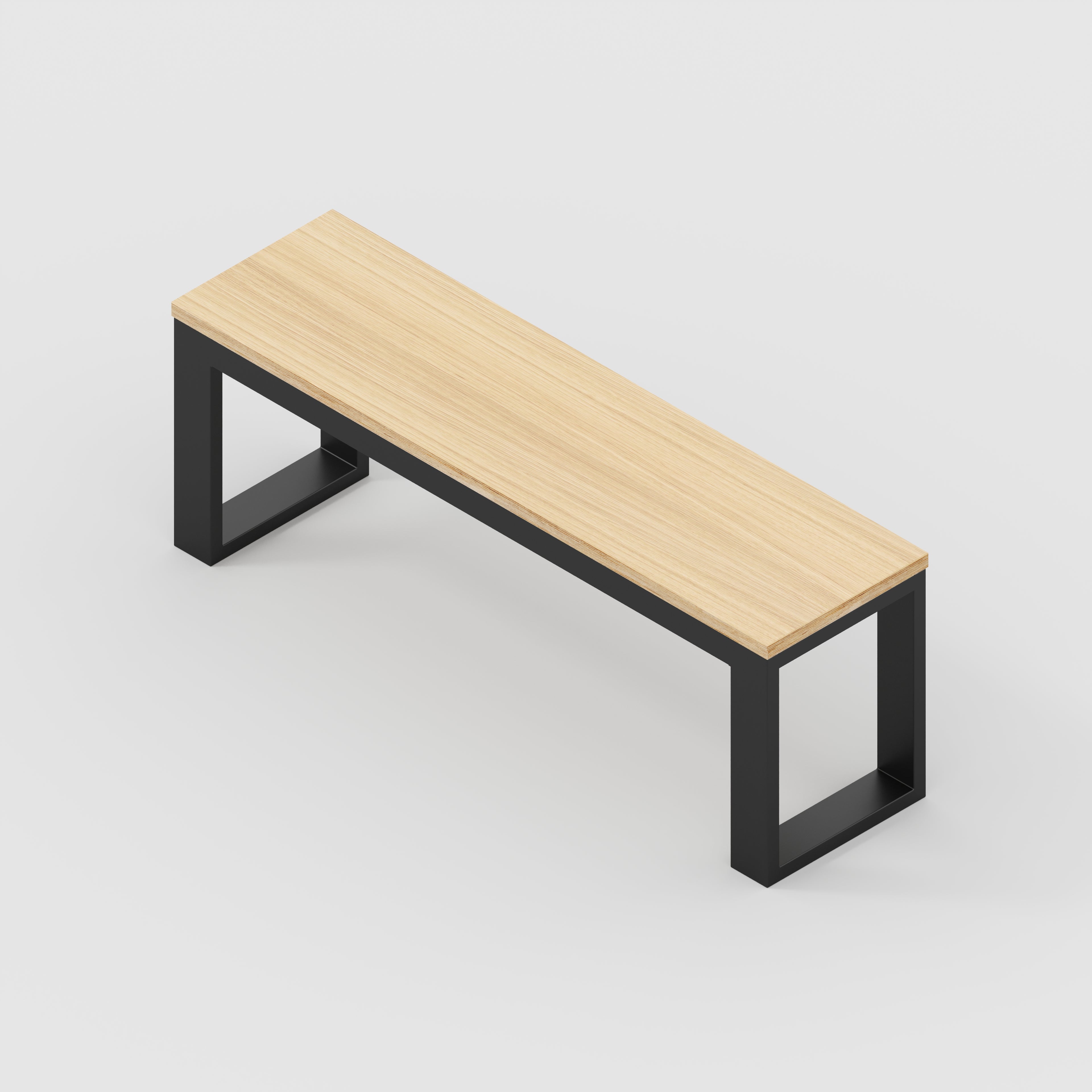 Bench Seat with Black Industrial Frame - Plywood Oak - 1200(w) x 325(d)