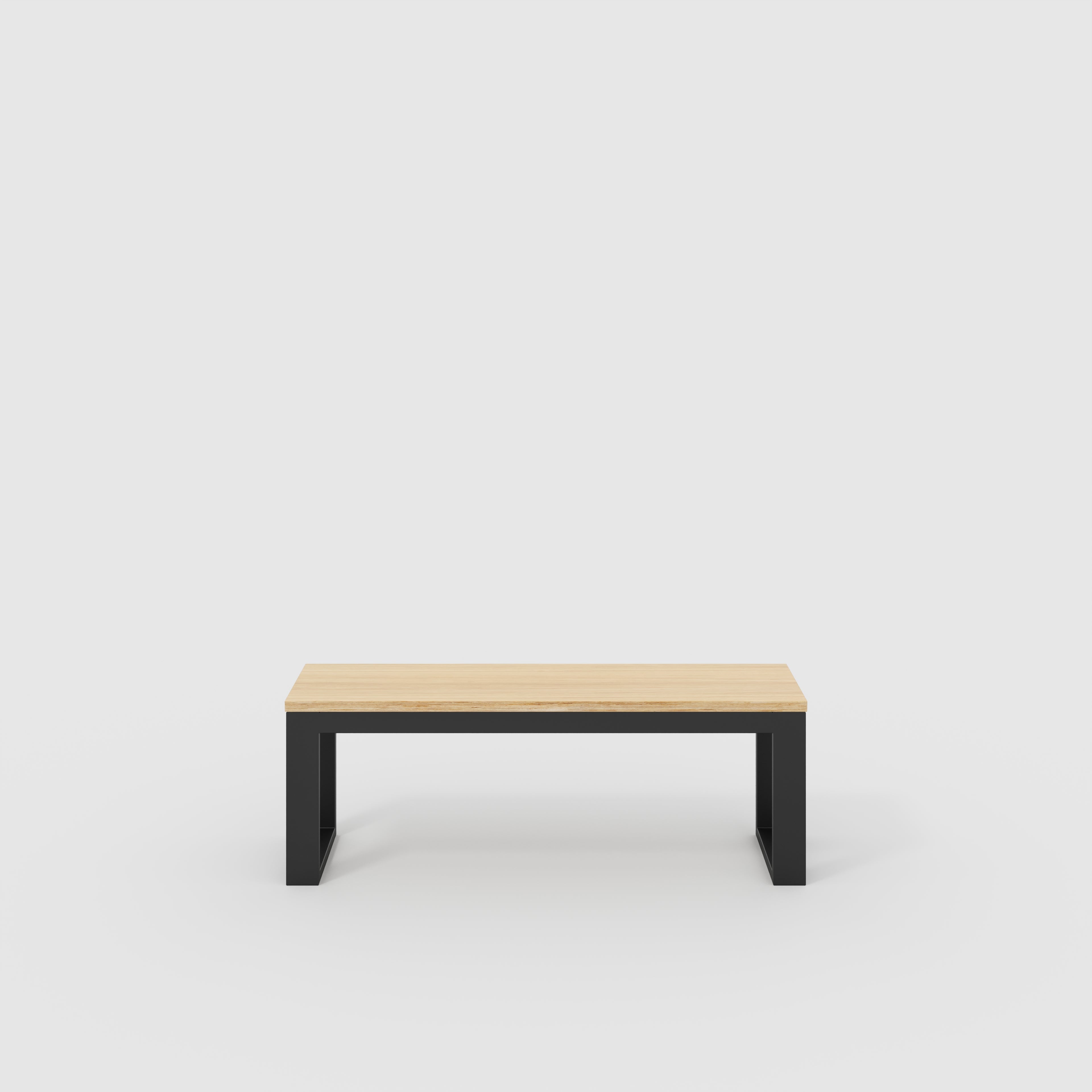 Bench Seat with Black Industrial Frame - Plywood Oak - 1200(w) x 325(d)