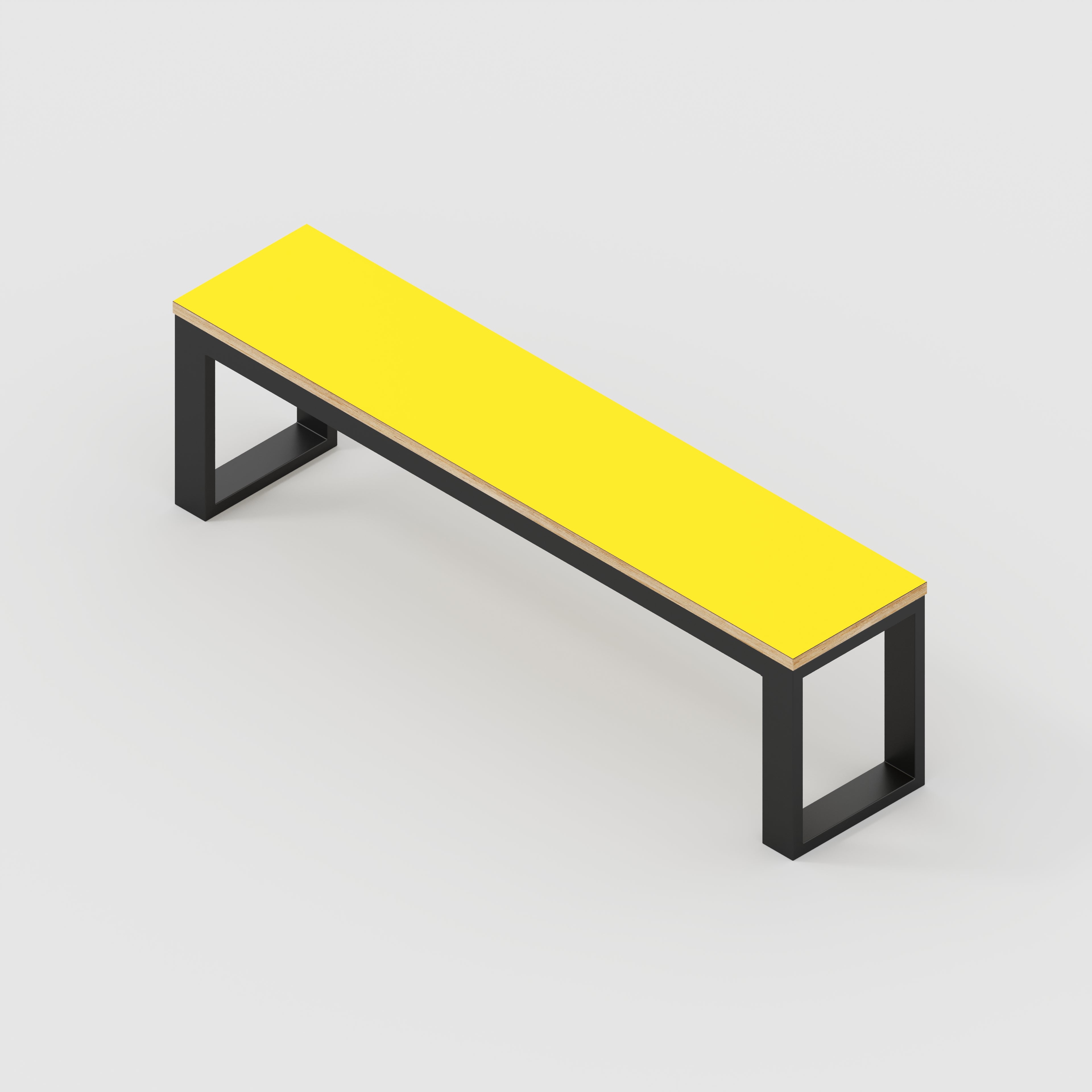 Bench Seat with Black Industrial Frame - Formica Chrome Yellow - 1500(w) x 325(d)
