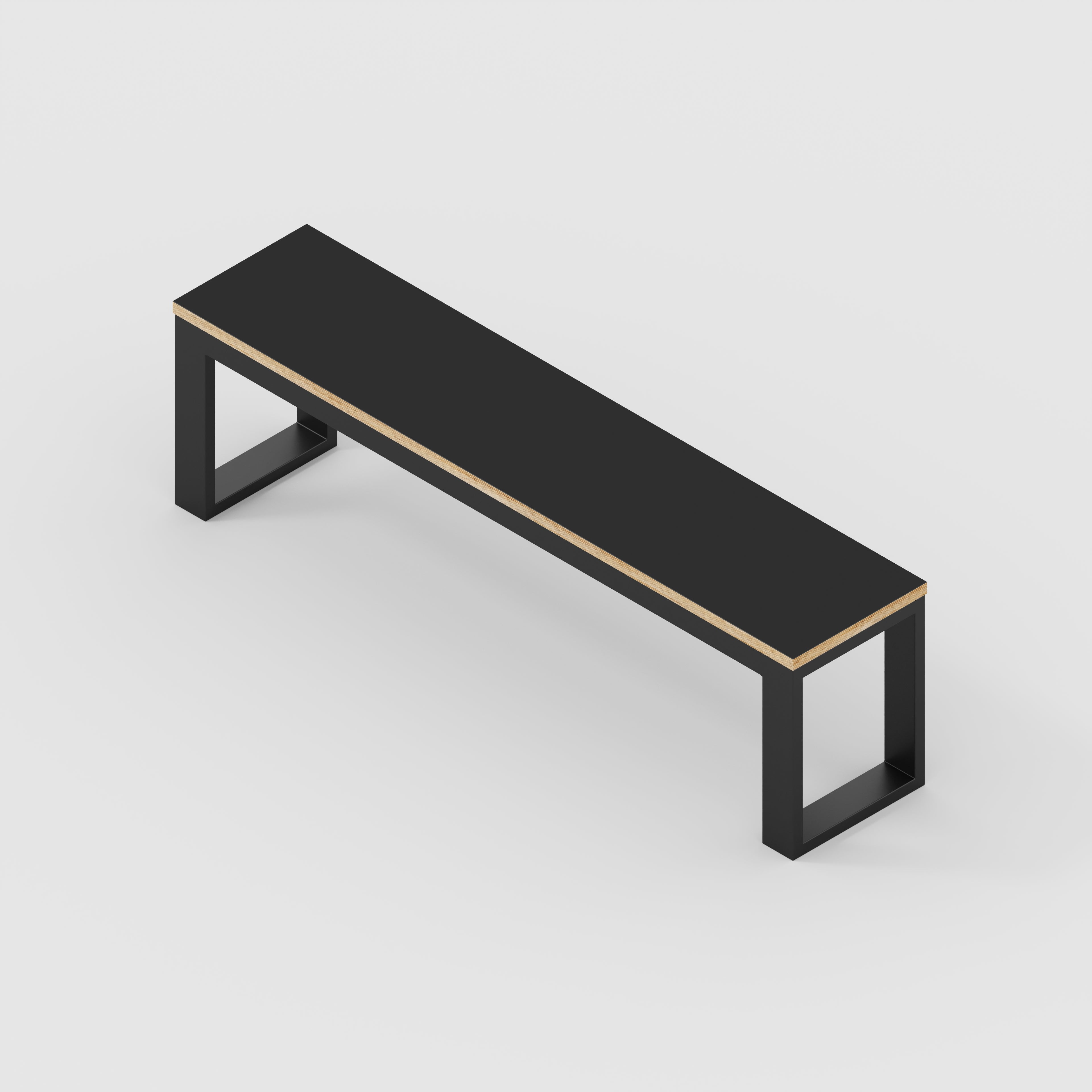 Bench Seat with Black Industrial Frame - Formica Diamond Black - 1500(w) x 325(d)