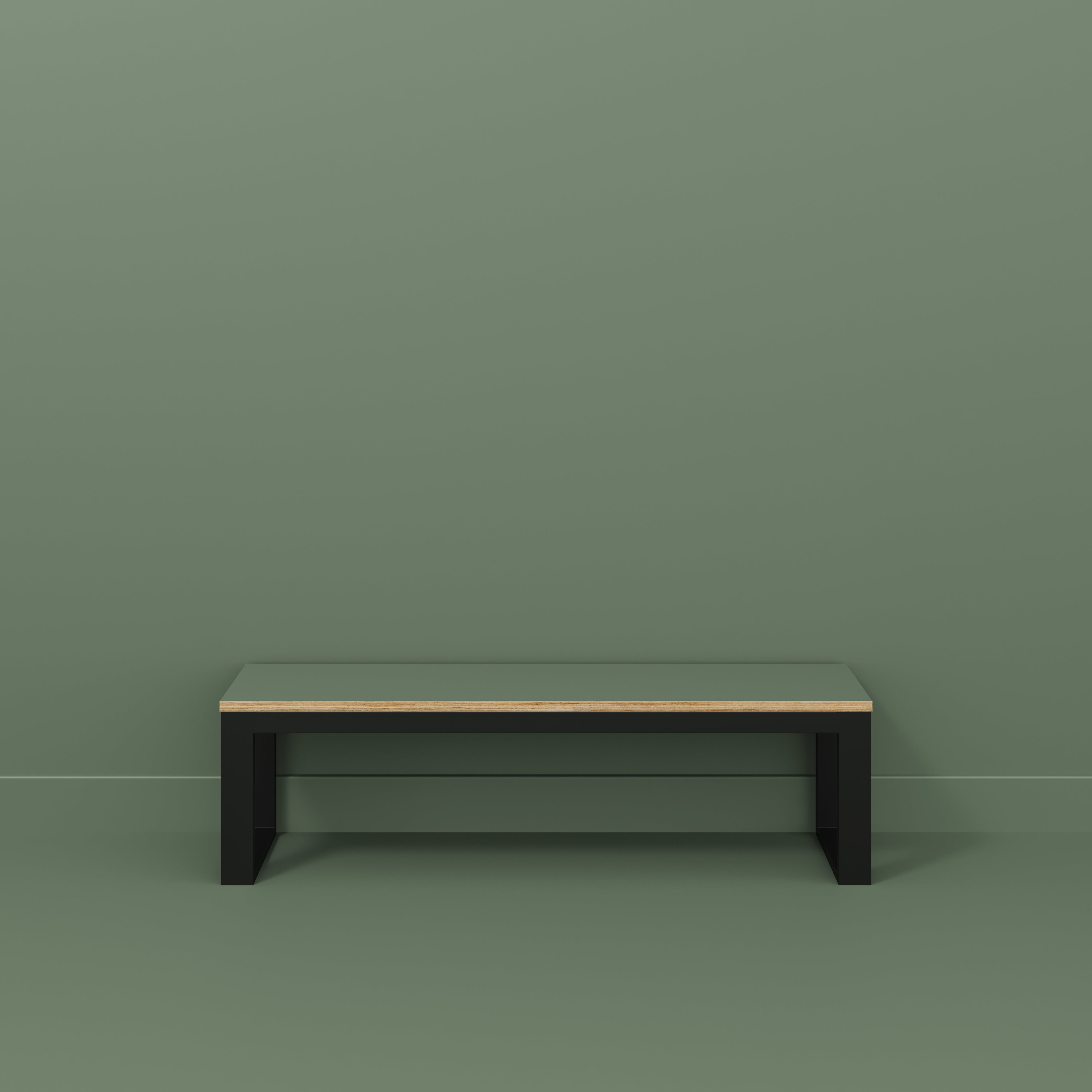 Bench Seat with Black Industrial Frame - Formica Green Slate - 1500(w) x 325(d)